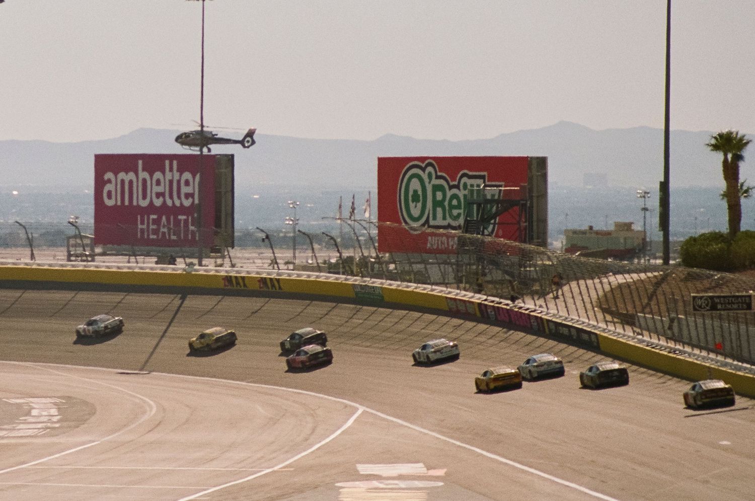 A 35mm film photo from a NASCAR race at Las Vegas Motor Speedway in 2024.