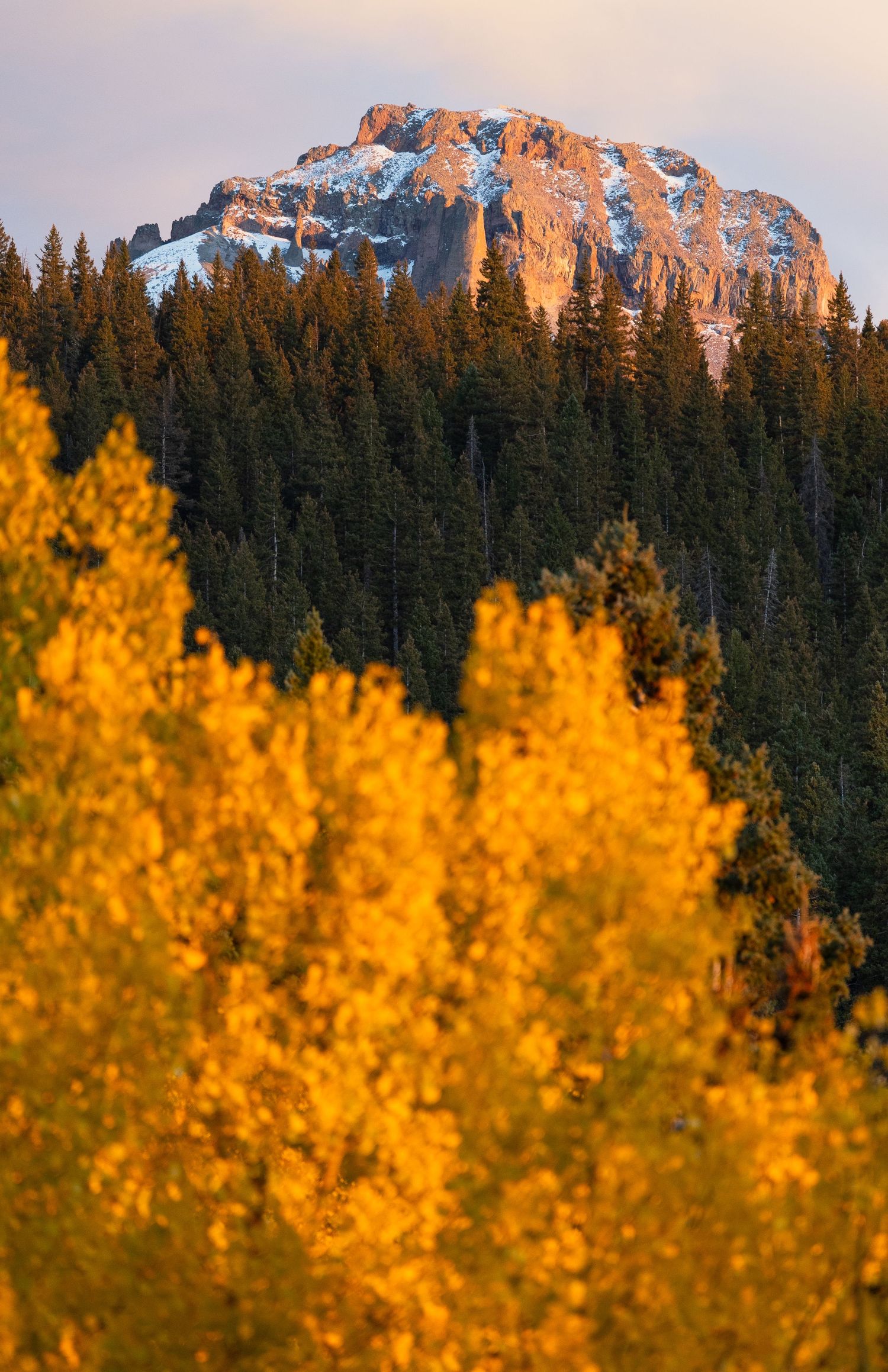 A landscape photo of Dunsinane Mountain taken in the Cimarron Range, near Ridgway, Colorado.