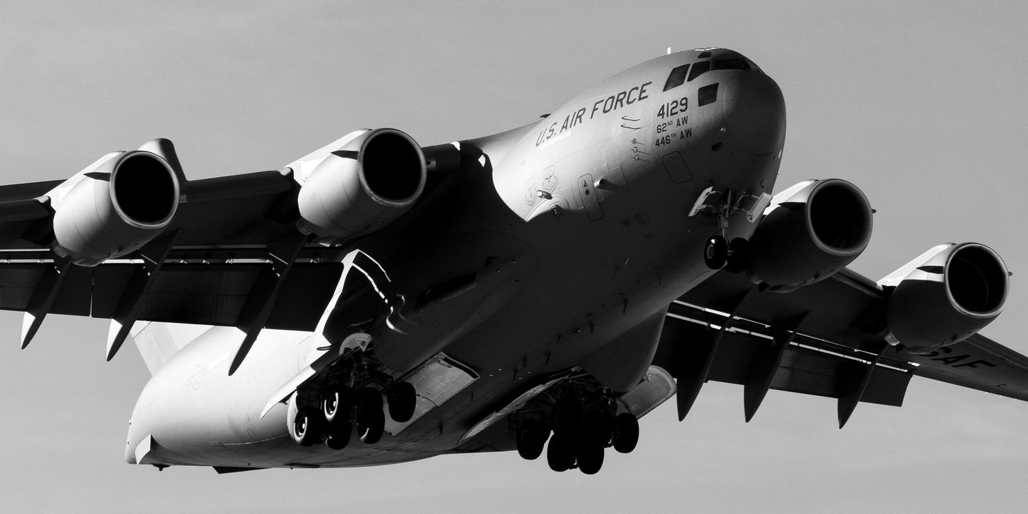 A photo of a US Air Force C-17 at Gunnison Regional Airport, Colorado.