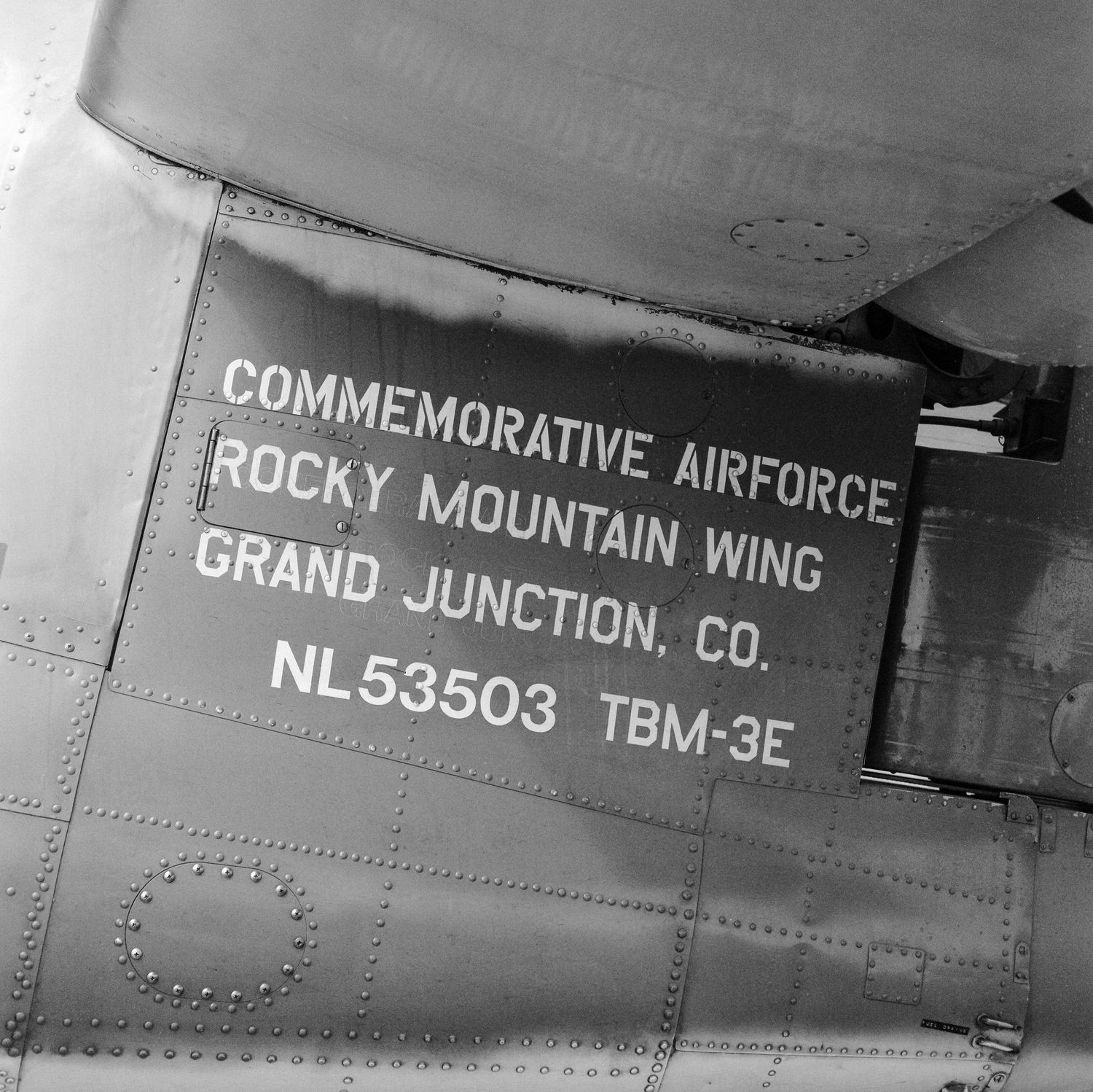 A Medium Format film photo of a TBM Avenger at Montrose, Colorado's Tribute to Aviation event in 2025.