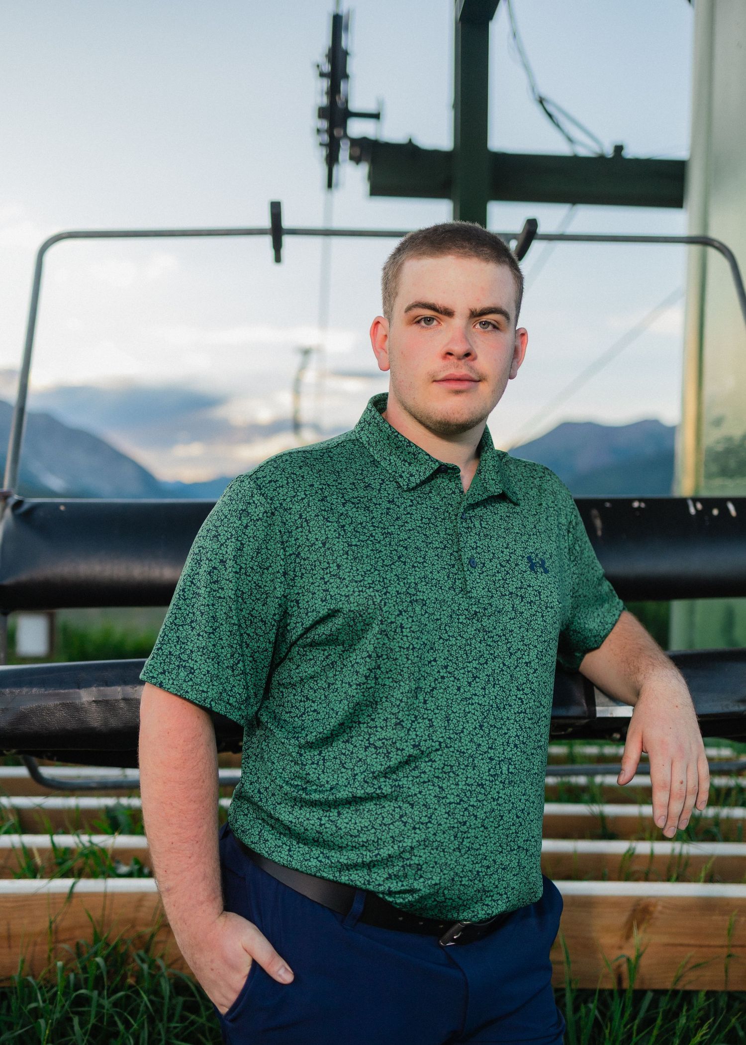 Senior photo at the chairlifts in Mount Crested Butte, Colorado.