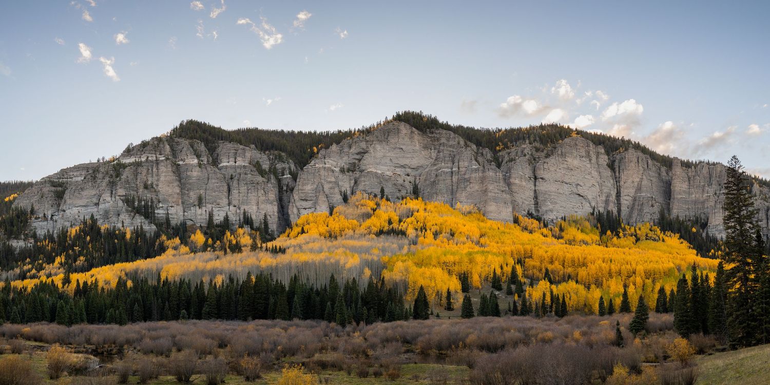 A landscape photo taken in the Little Cimarron River Valley, near Cimarron, Colorado.