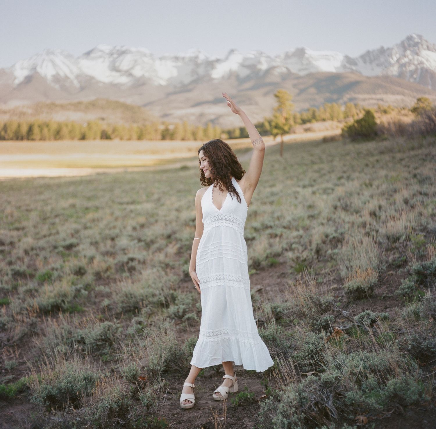 A film modeling photo taken at Top of the Pines near Ridgway, Colorado.
