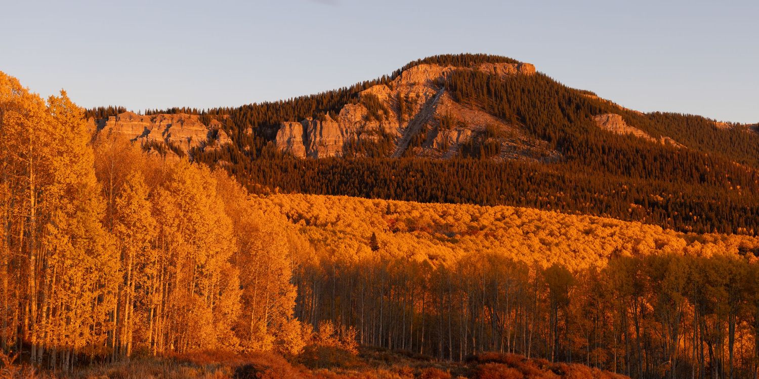 A landscape photo of Storm King from Buckhorn Lakes, near Montrose, Colorado.