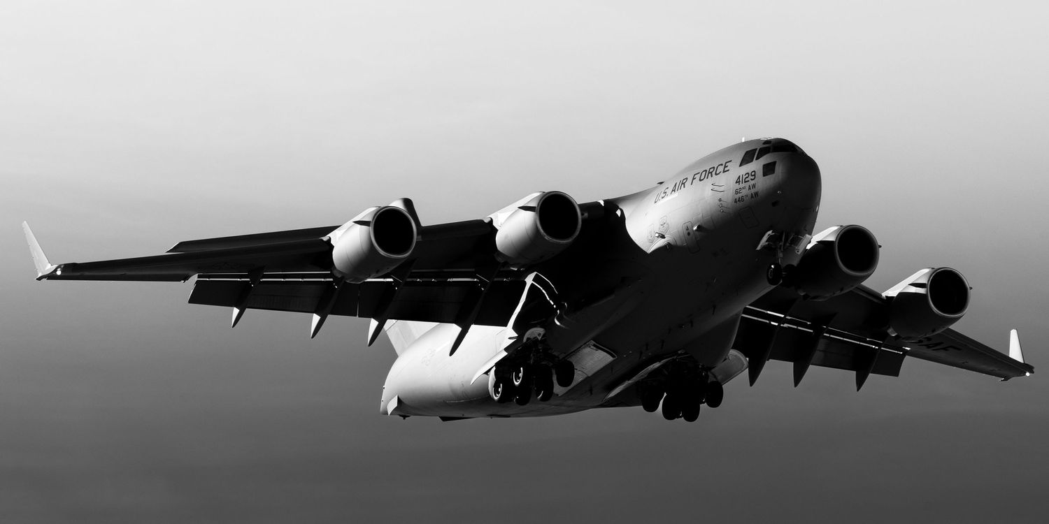 A photo of a US Air Force C-17 at Gunnison Regional Airport, Colorado.