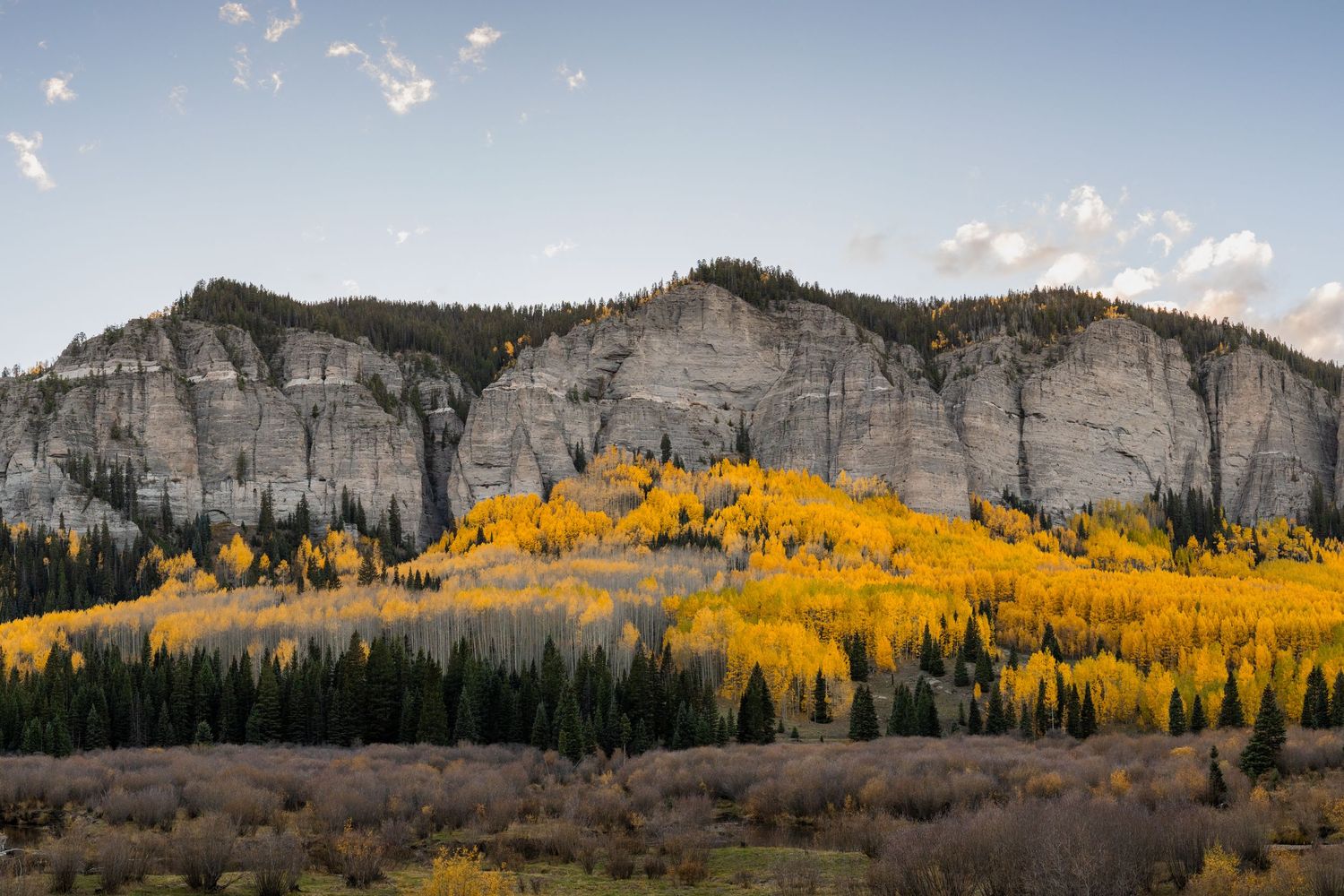 A landscape photo taken in the Little Cimarron River Valley, near Cimarron, Colorado.