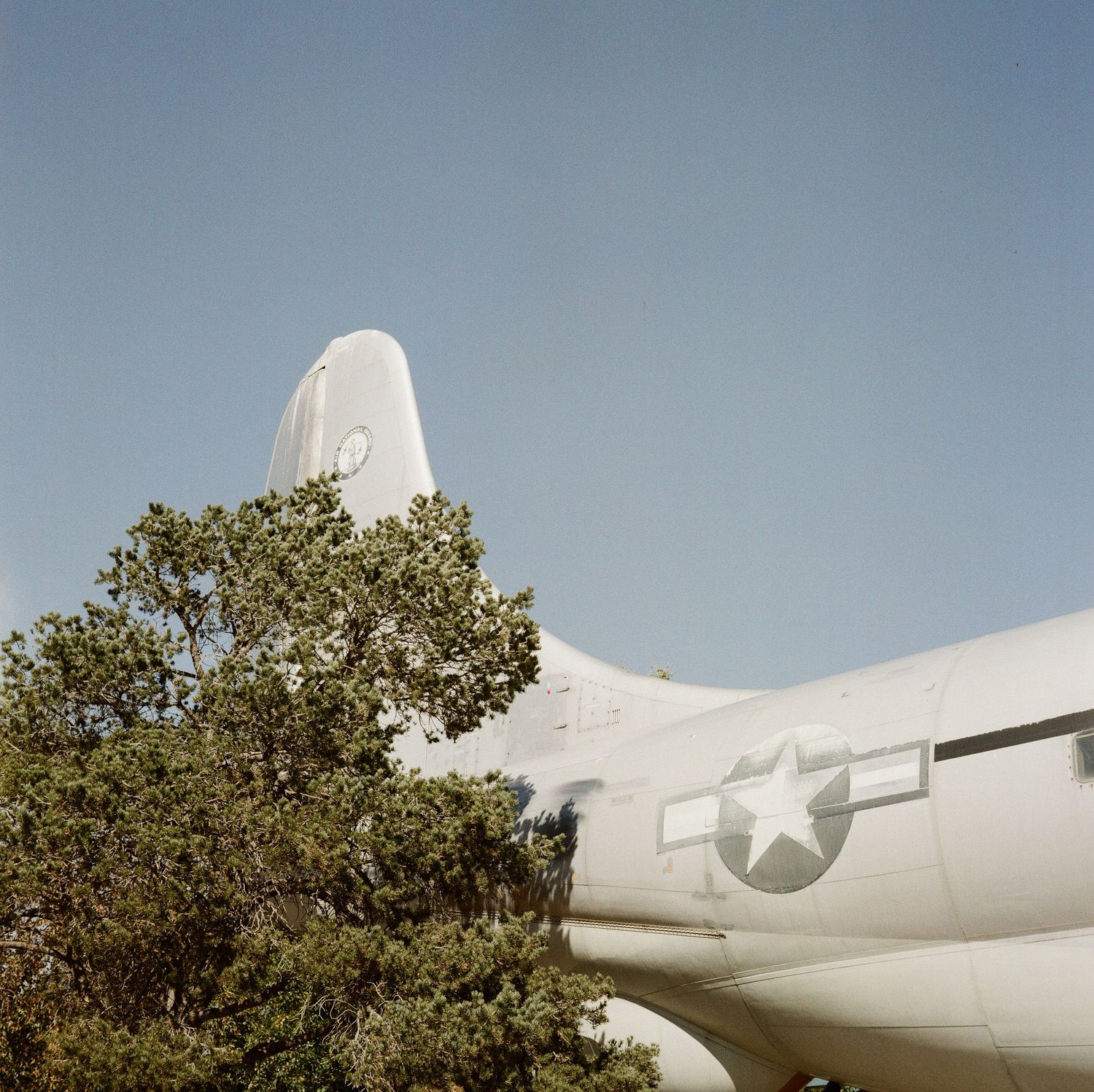 A Medium Format film photo of a C-97 repurposed into Colorado Springs' 