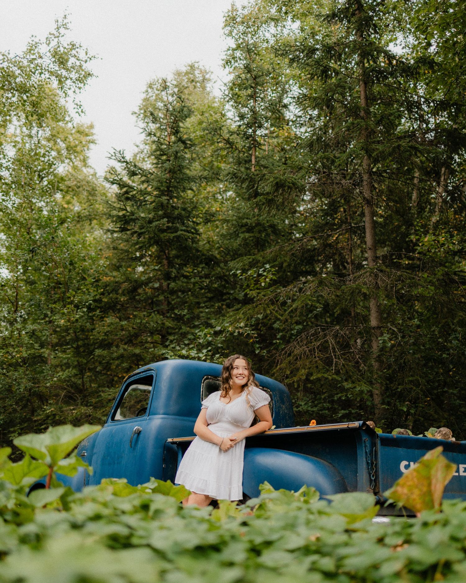 Portrait photo from a senior photoshoot at Anchorage Botanical Gardens, Alaska.