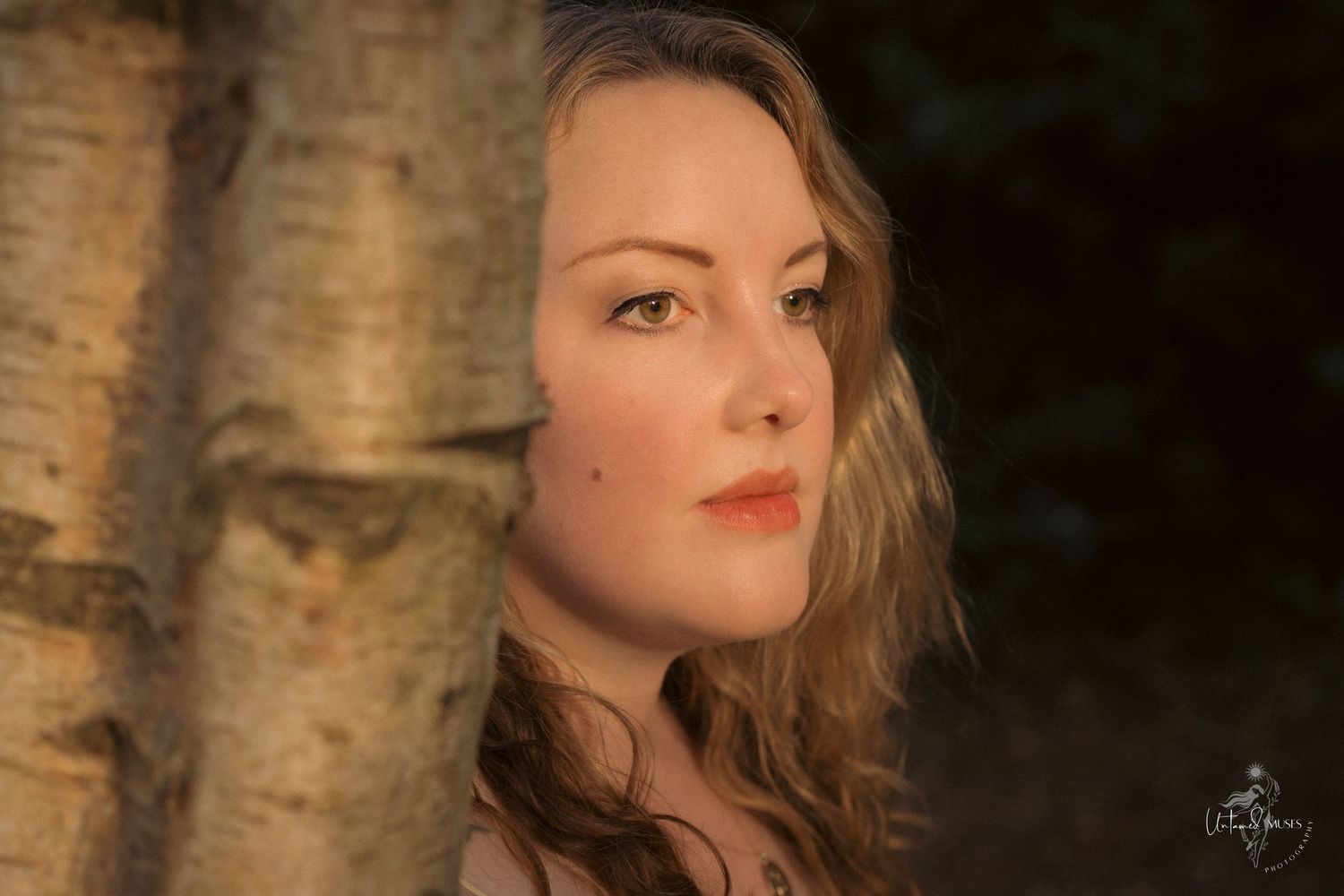close up portrait, natural light, beautiful woman in nature,Norfolk woods, by female gaze empowerment photography Untamed Muses