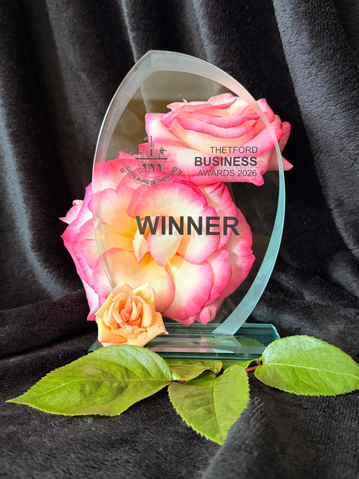 Award granted to untamed muses and Samantha cortes : 'Highly Respectable Business' during the Thetford Business Awards 2026 at Thomas