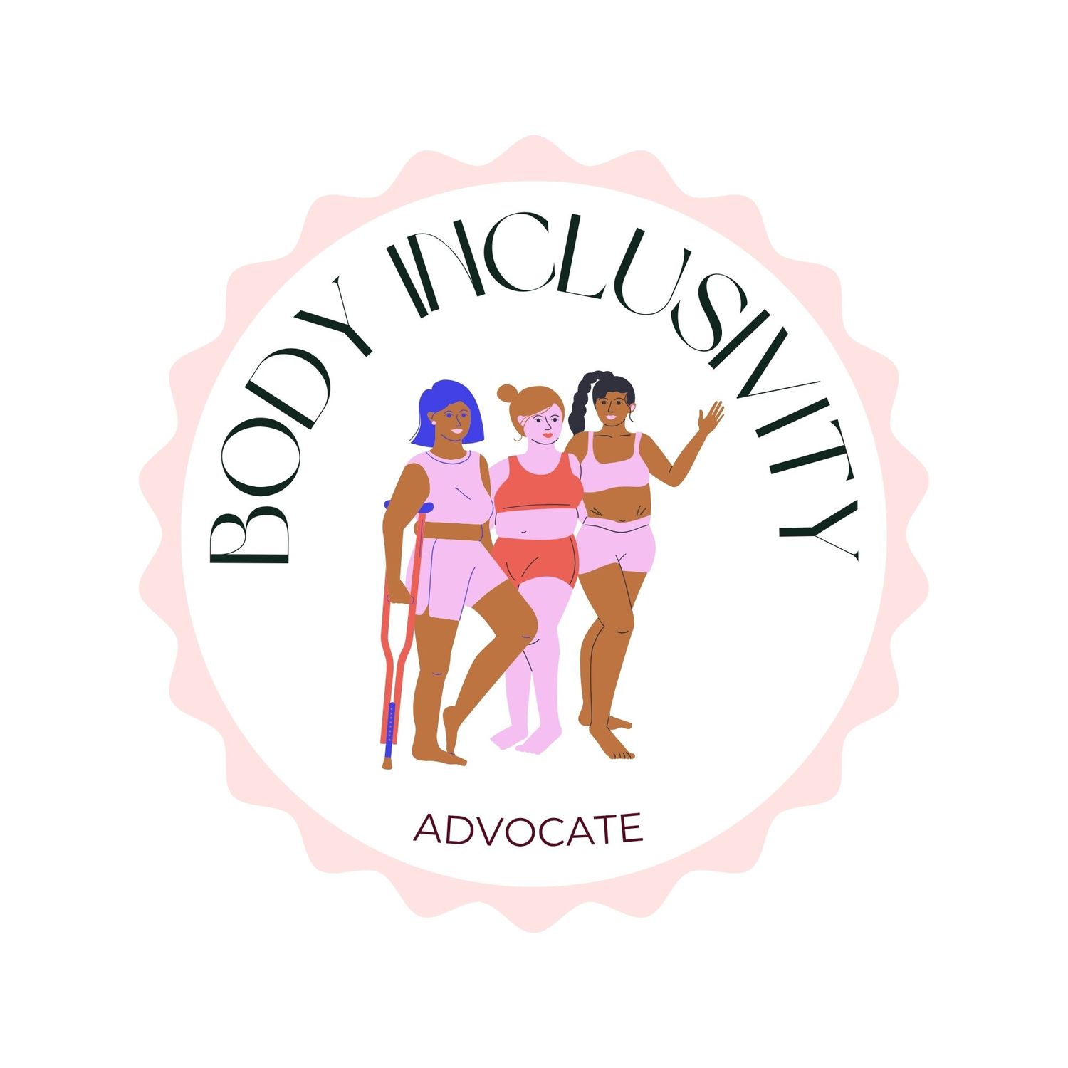 Alt Text: Graphic badge for Untamed Muses photography in Thetford, stating 'I advocate for body inclusivity' for clients in Norfolk and Suff