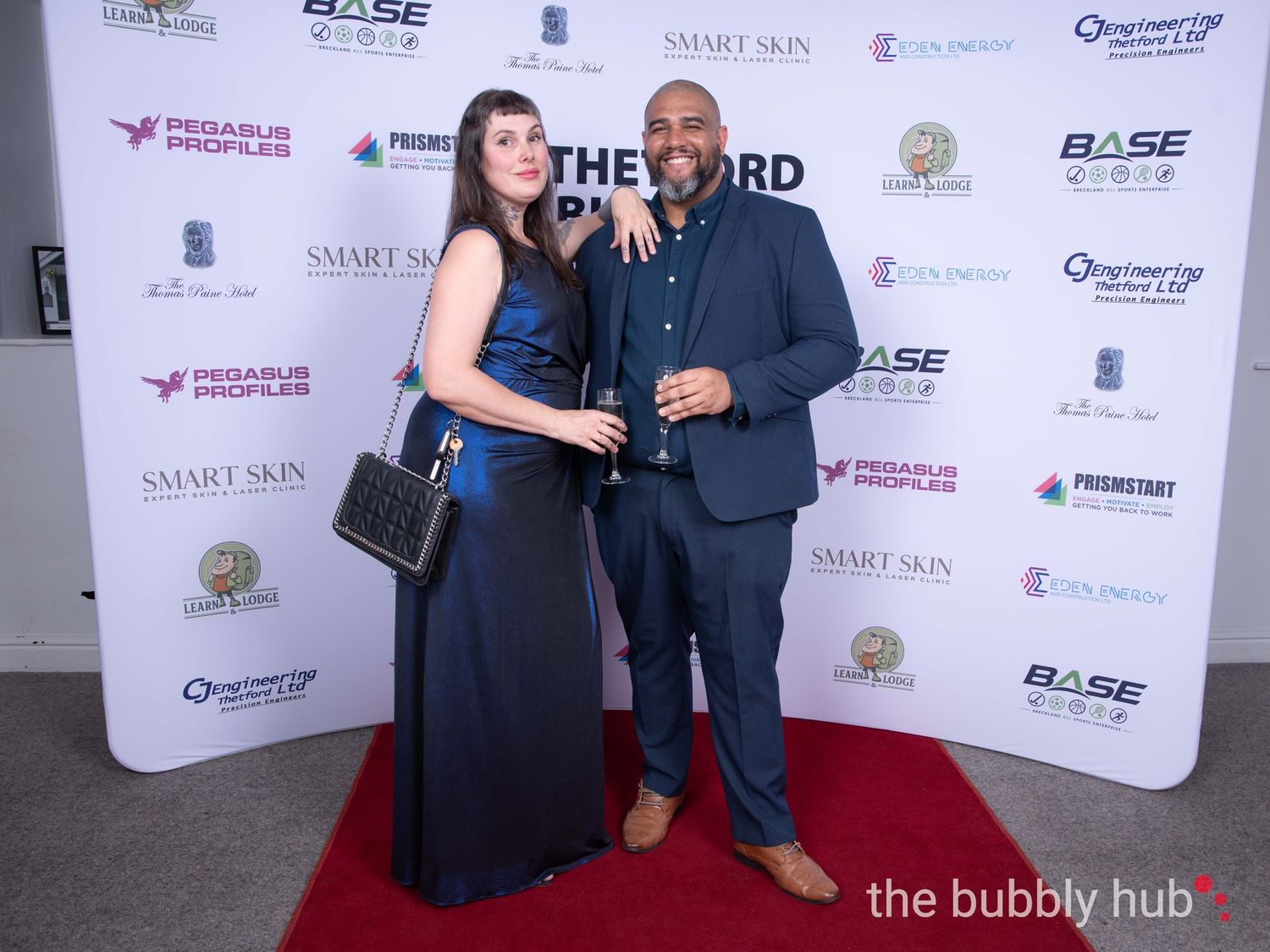 Samantha Cortes and her partner Jamie pre ceremony portrait at Thetford Business Awards 2026 , she won the Highly Respected Award