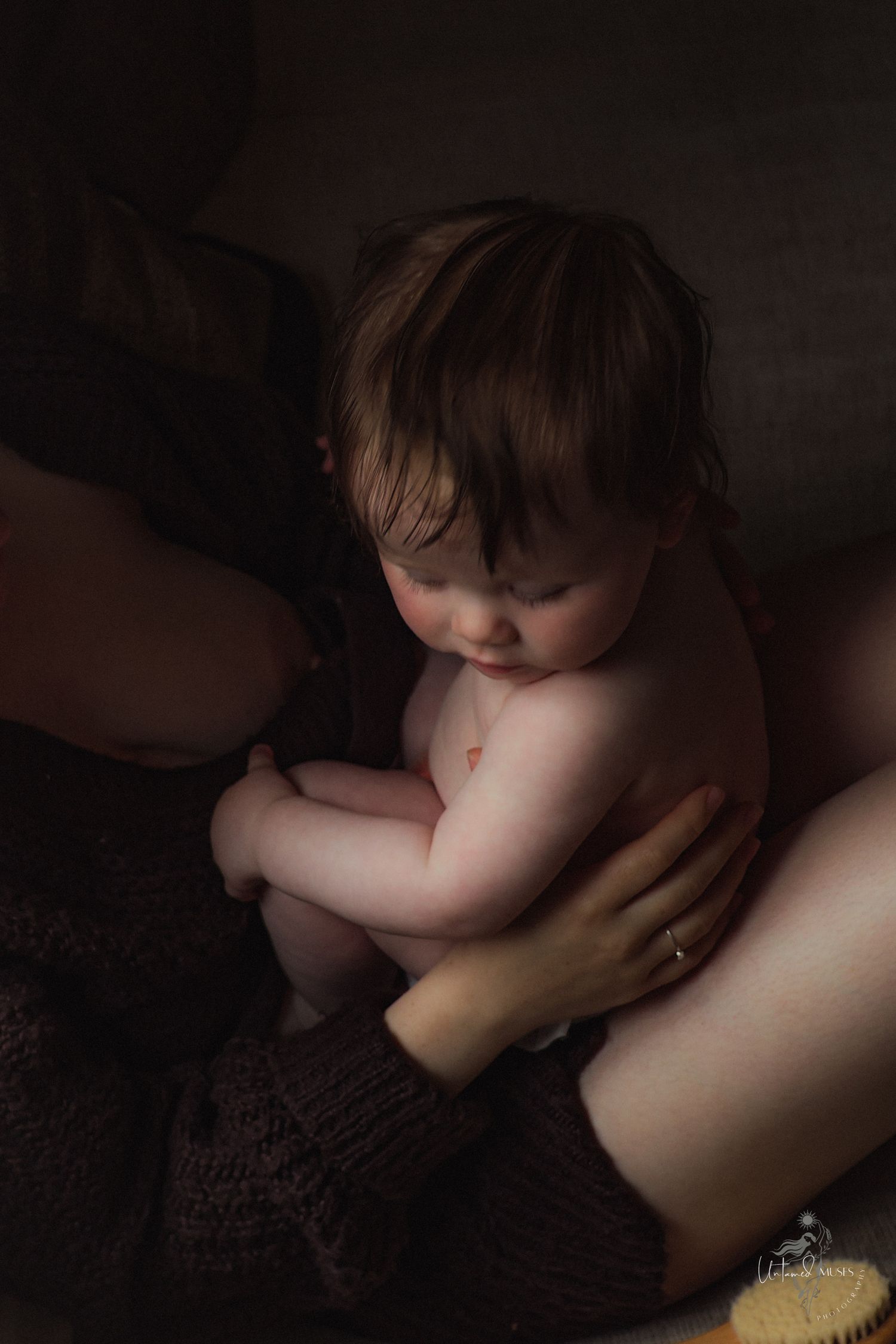 Painterly portrait of child in mothers arms, motherhood at home photography, emotion and authenticity by untamed muses in norfolk
