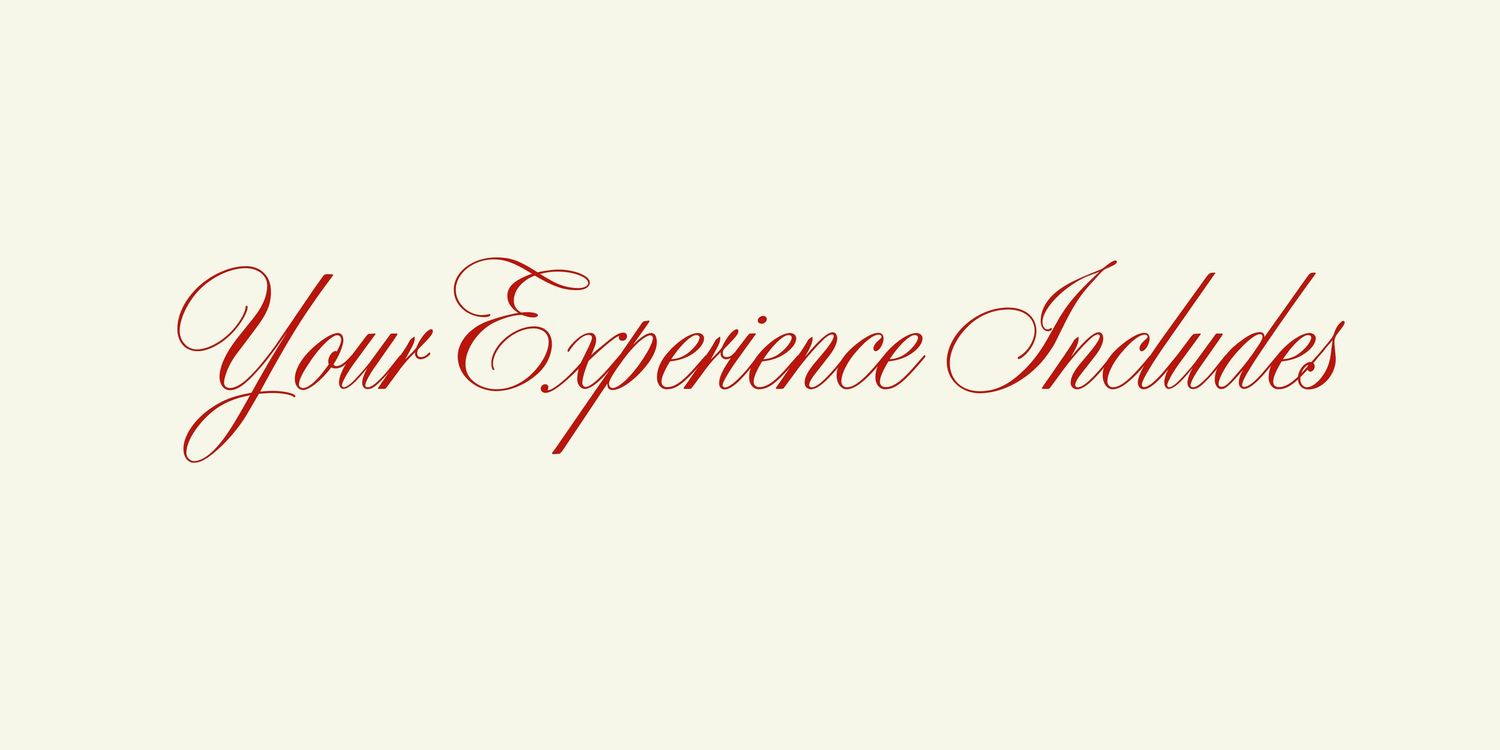 banner saying Your experience includes in vintage cursive font