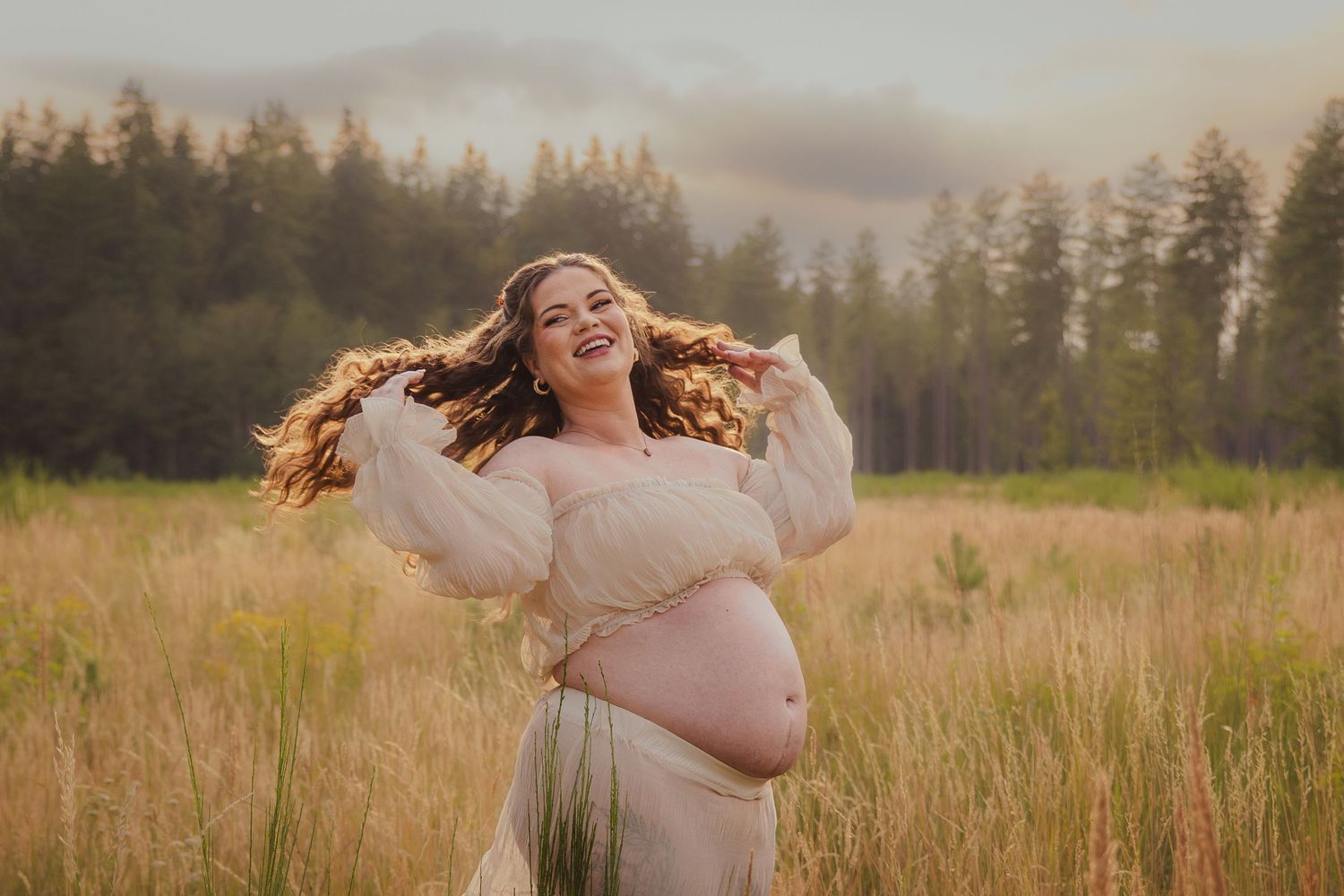 Portrait of beautiful mama to be in nature during a cinematic, emotive maternity photoshoot, Untamed Muses, Norfolk & Suffolk