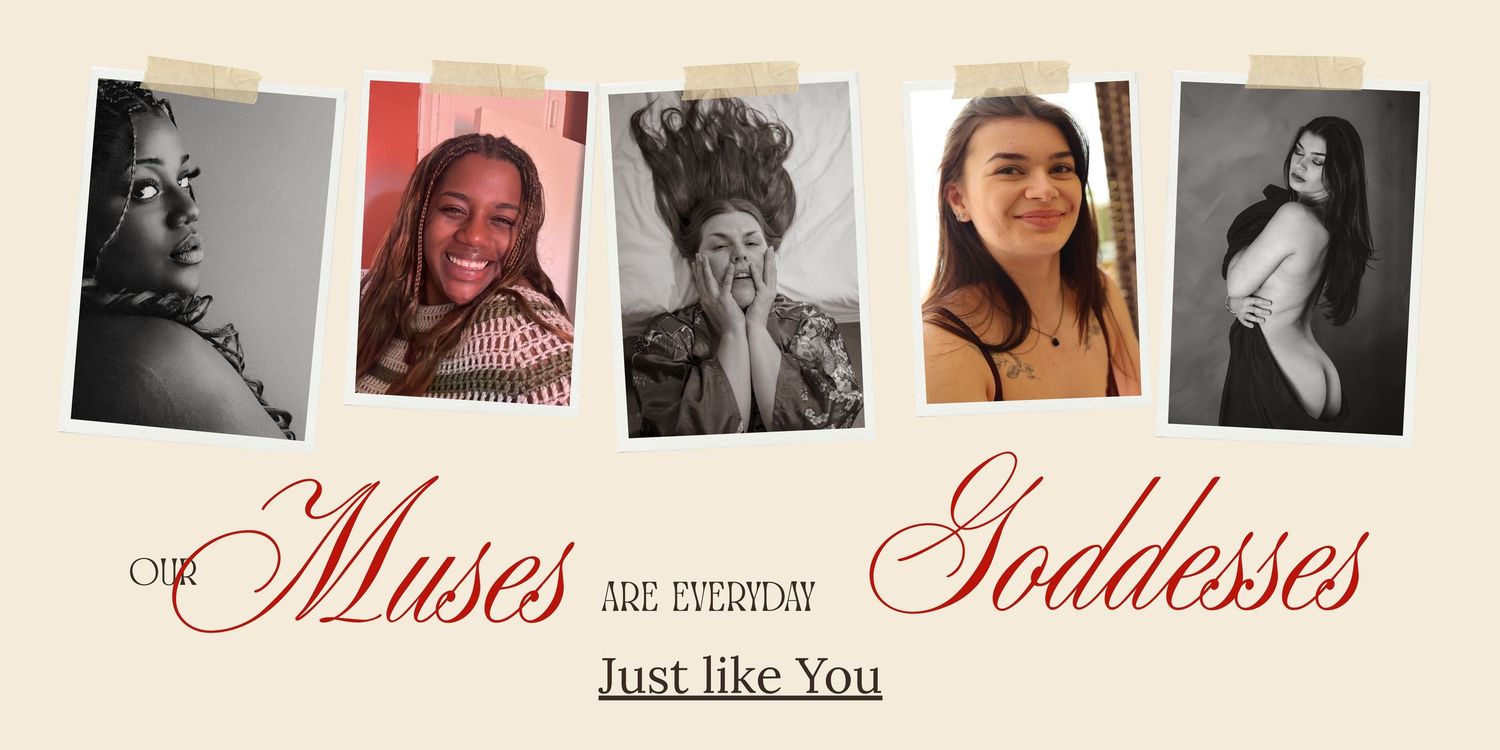 Banner holding 5 portraits of our muses aka clients who like you are everyday goddesses, you do not need to be a model to look  amazing
