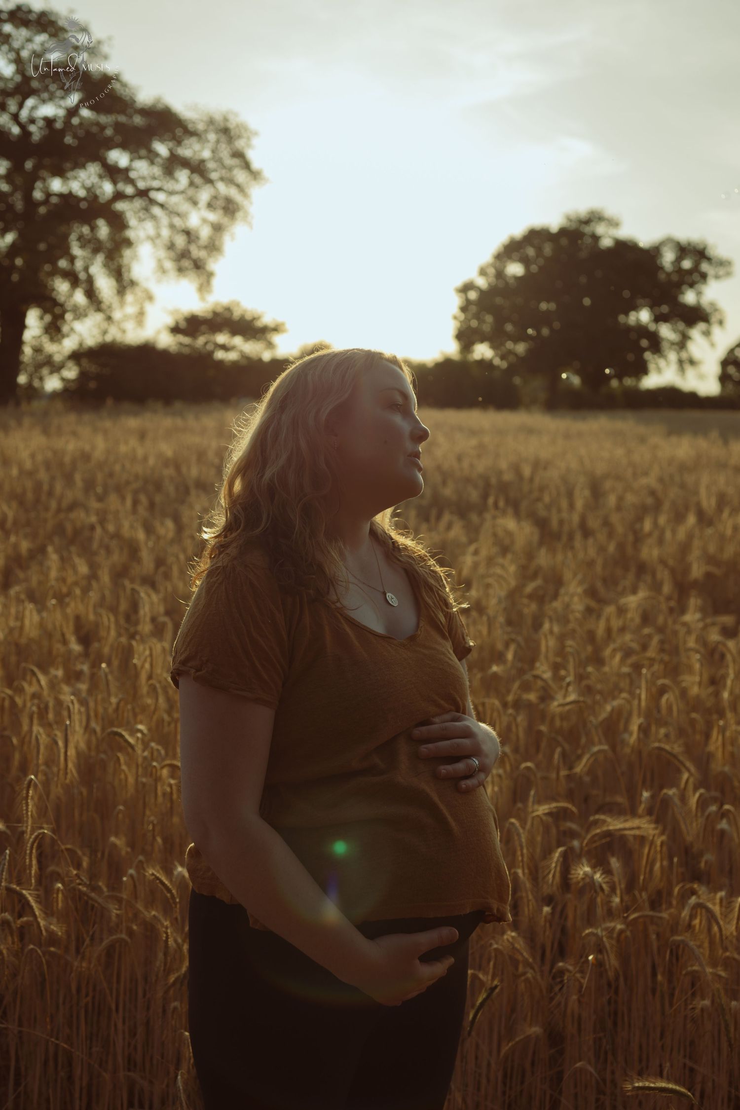 Beautiful low sun evening ,pregnant beauty , sensual reclamation, empowerment, natural light, Suffolk by Untamed Muses