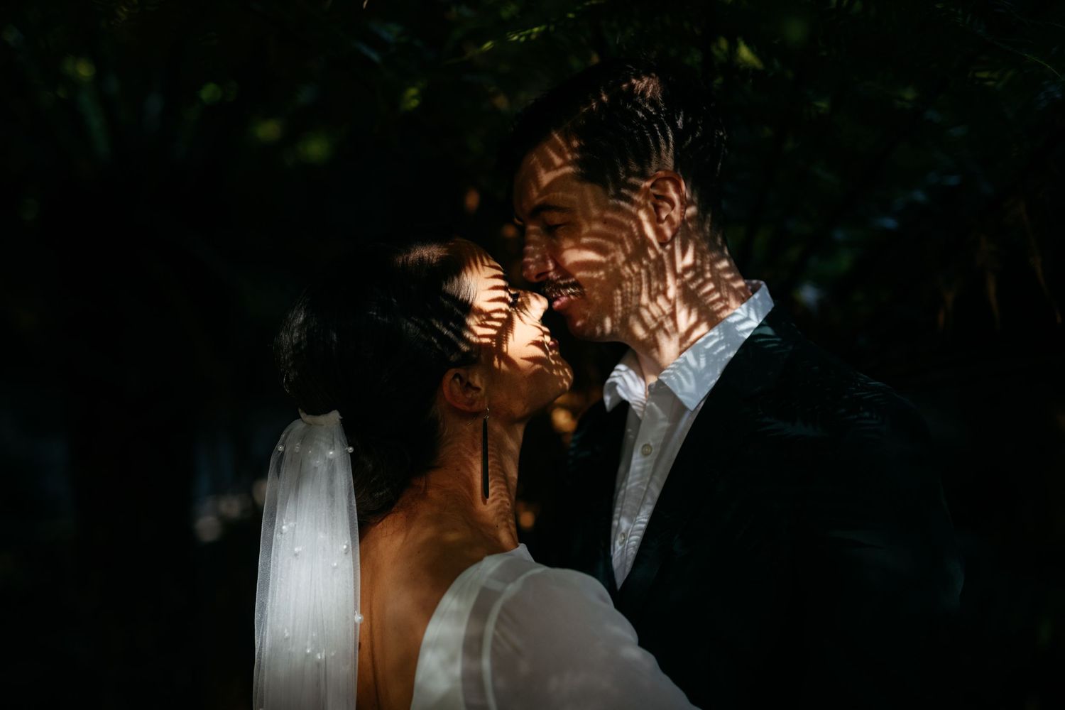 Ferns on faces - wedding photo