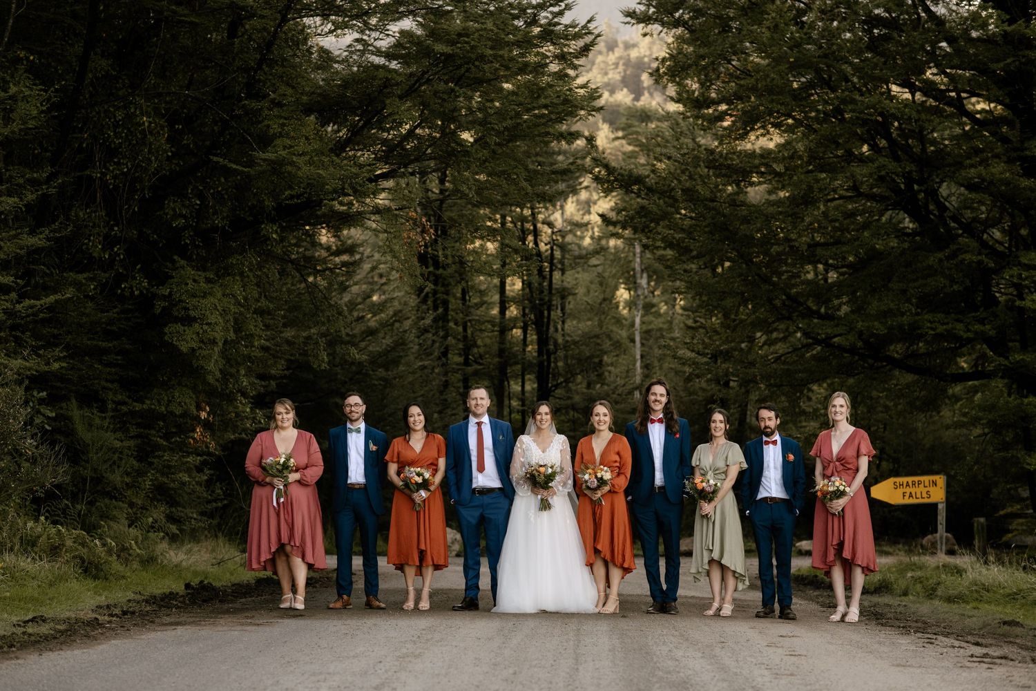 Staveley falls bridal party photo