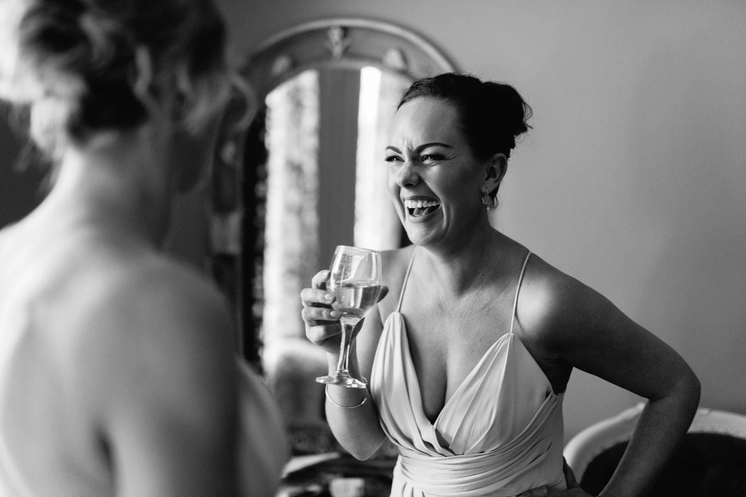 Bridemaid laughing