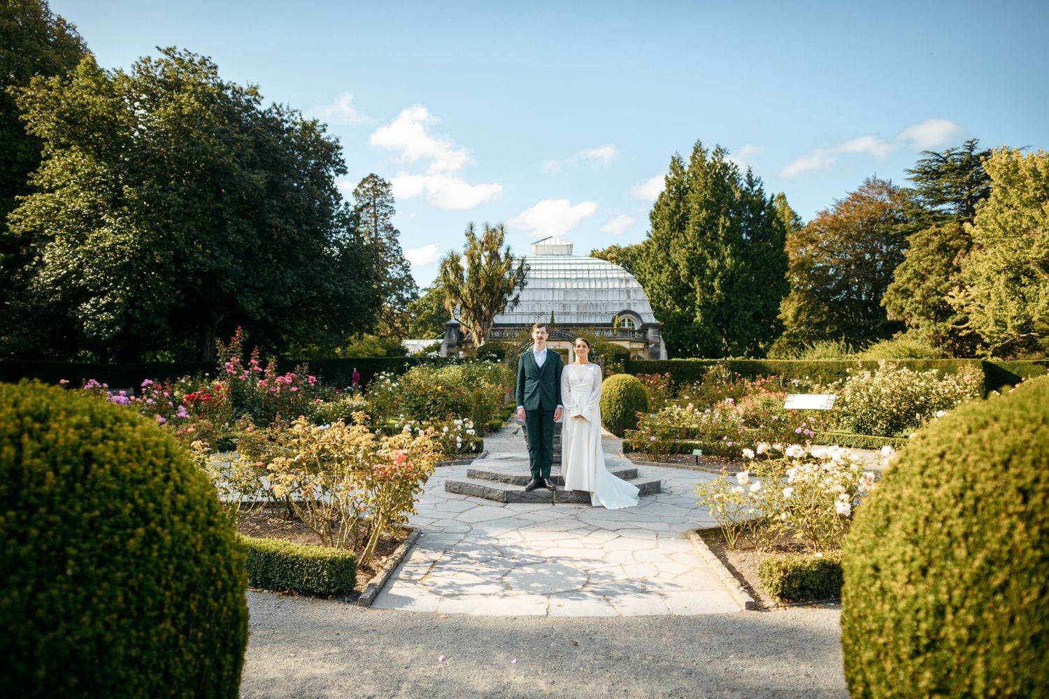Chch Botanic Gardens rose garden wedding photoshoot