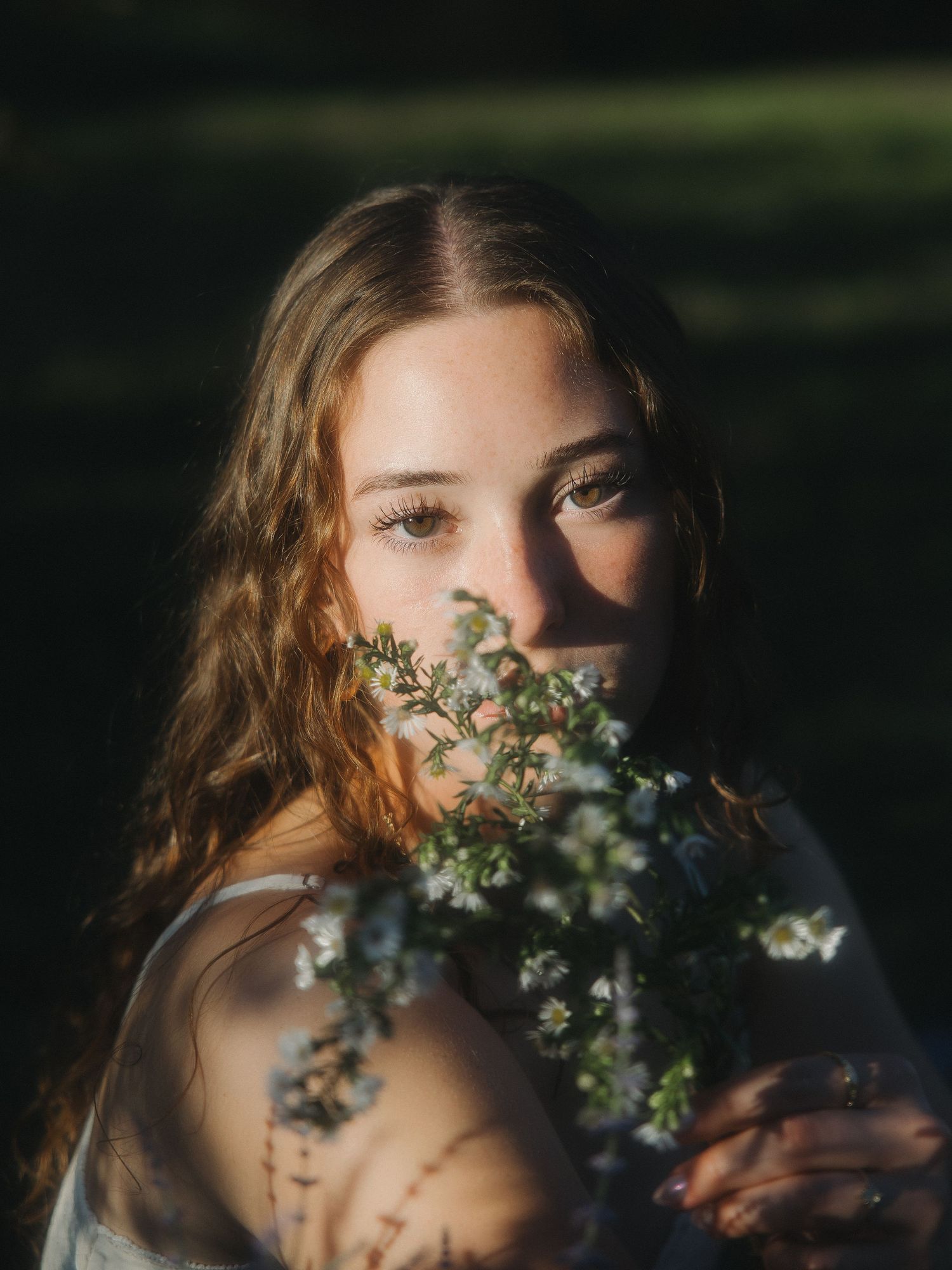 Golden hour graduation photos with warm light