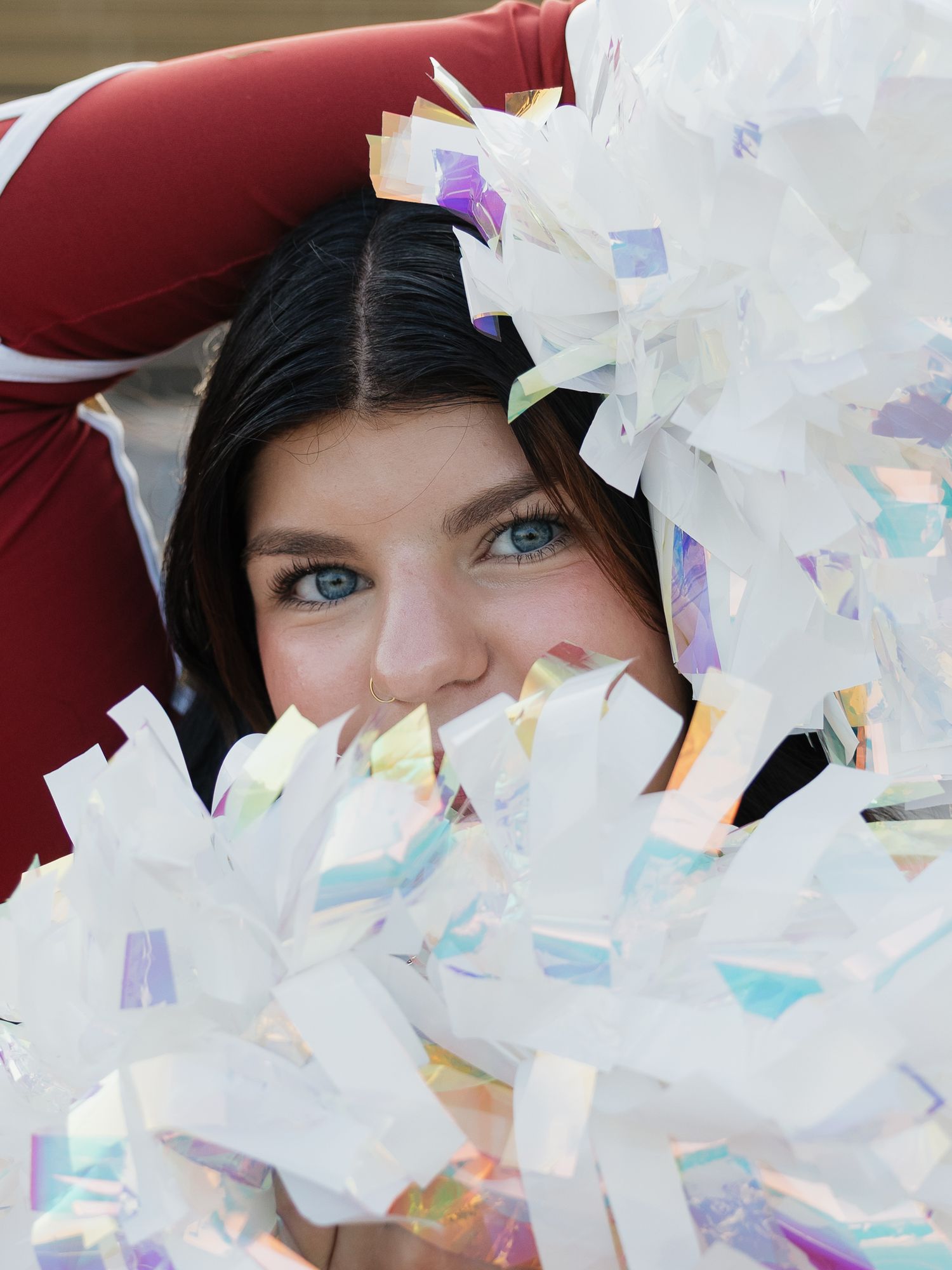 close up of cheerleader with bright clear lighting