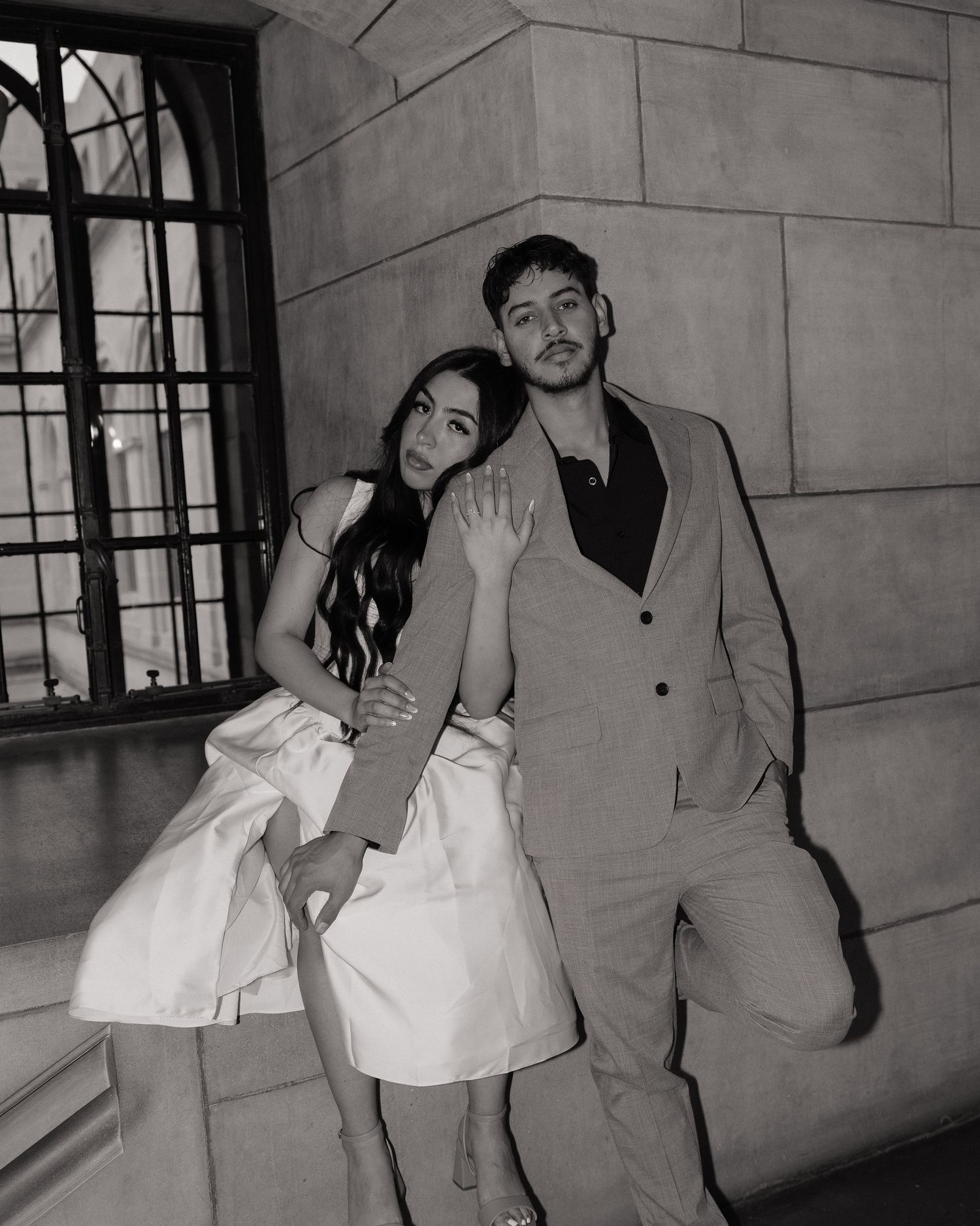 Stylish couple portrait in natural environment