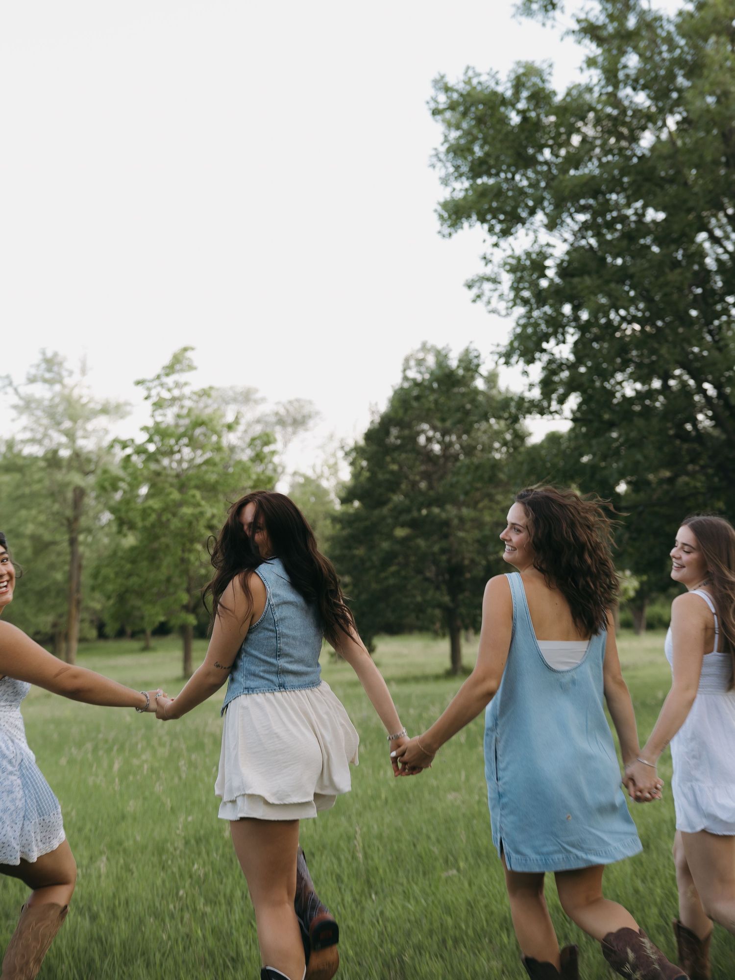 Candid moment with movement in friends outdoor portrait session