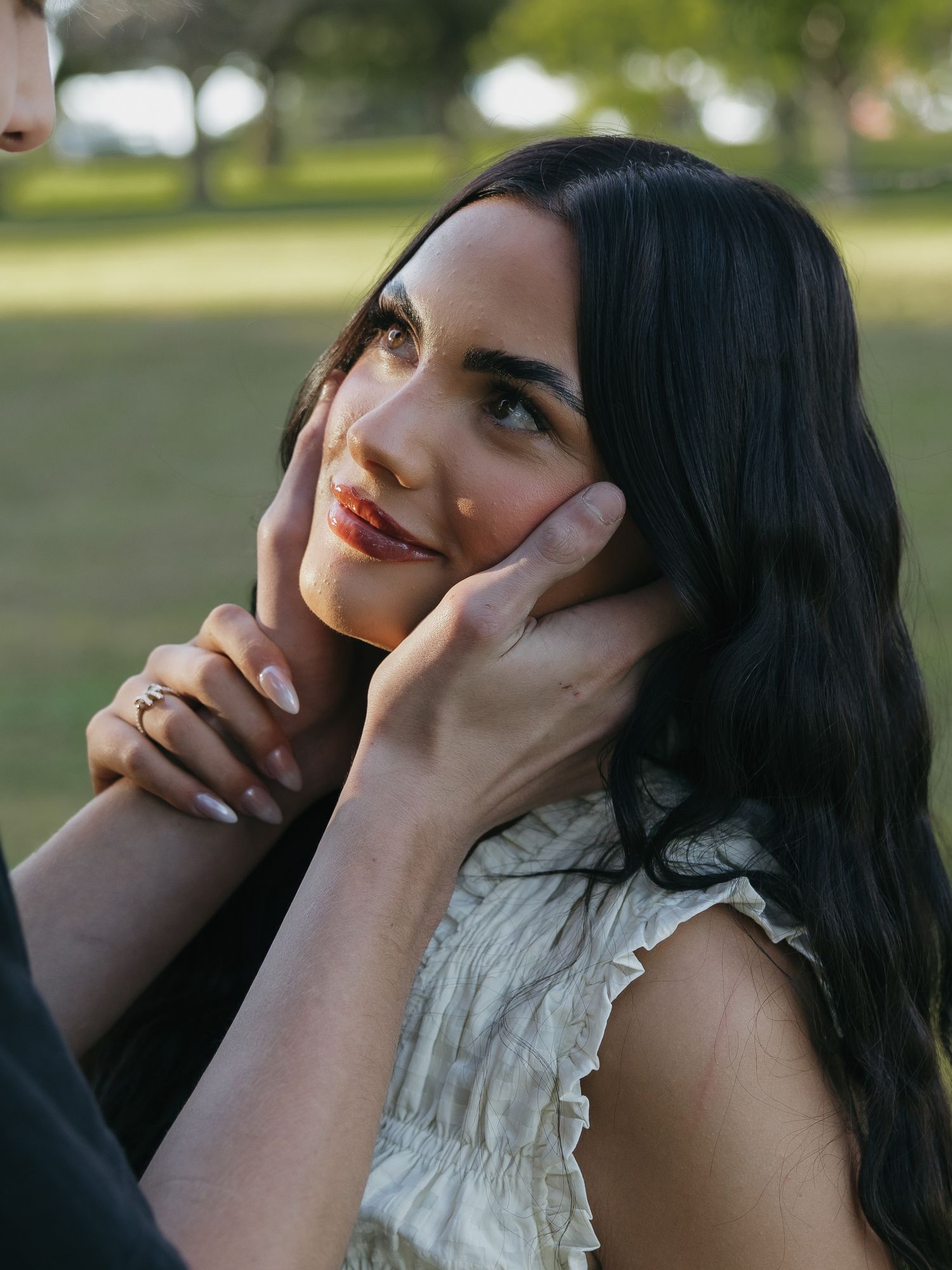 Clean engagement photo with natural tones