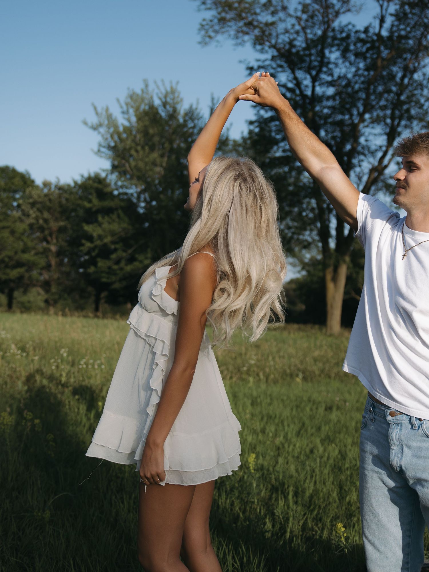 Sunset couple portrait with soft glowing light