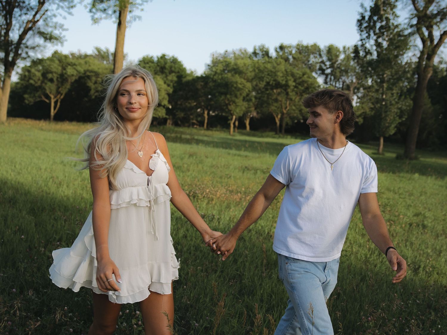 Sunset couple portrait with soft glowing light