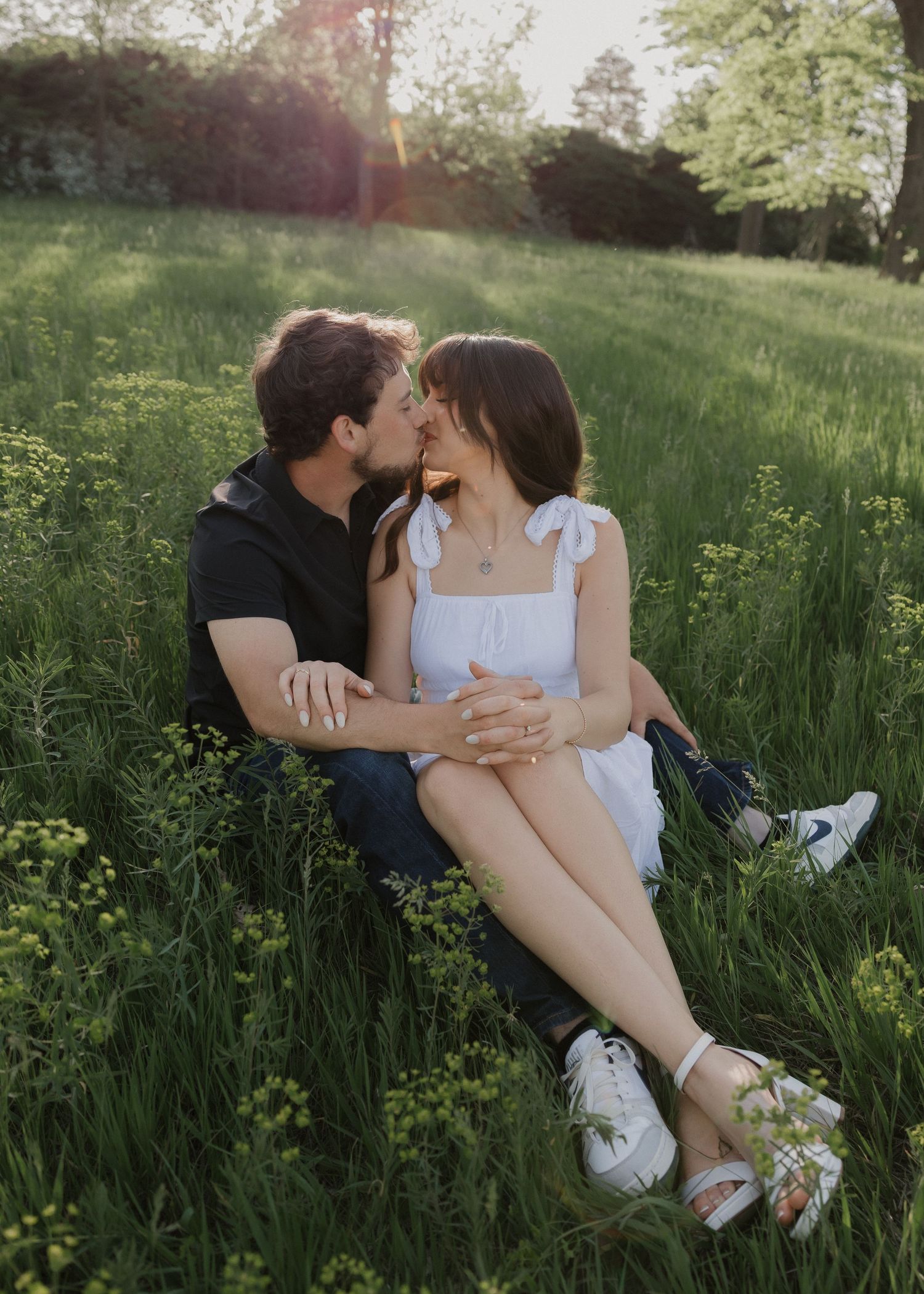Engagement photos with soft background blur
