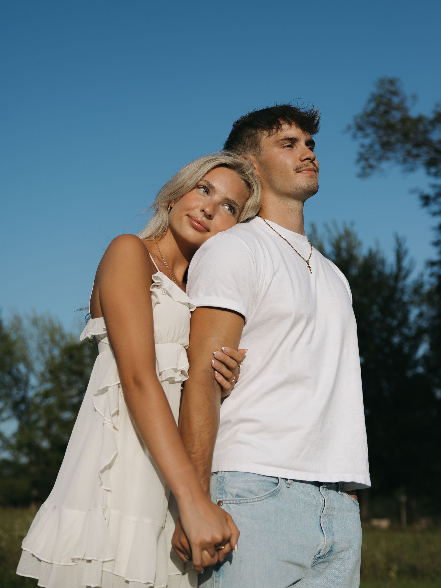 Natural light couple portrait with golden highlights