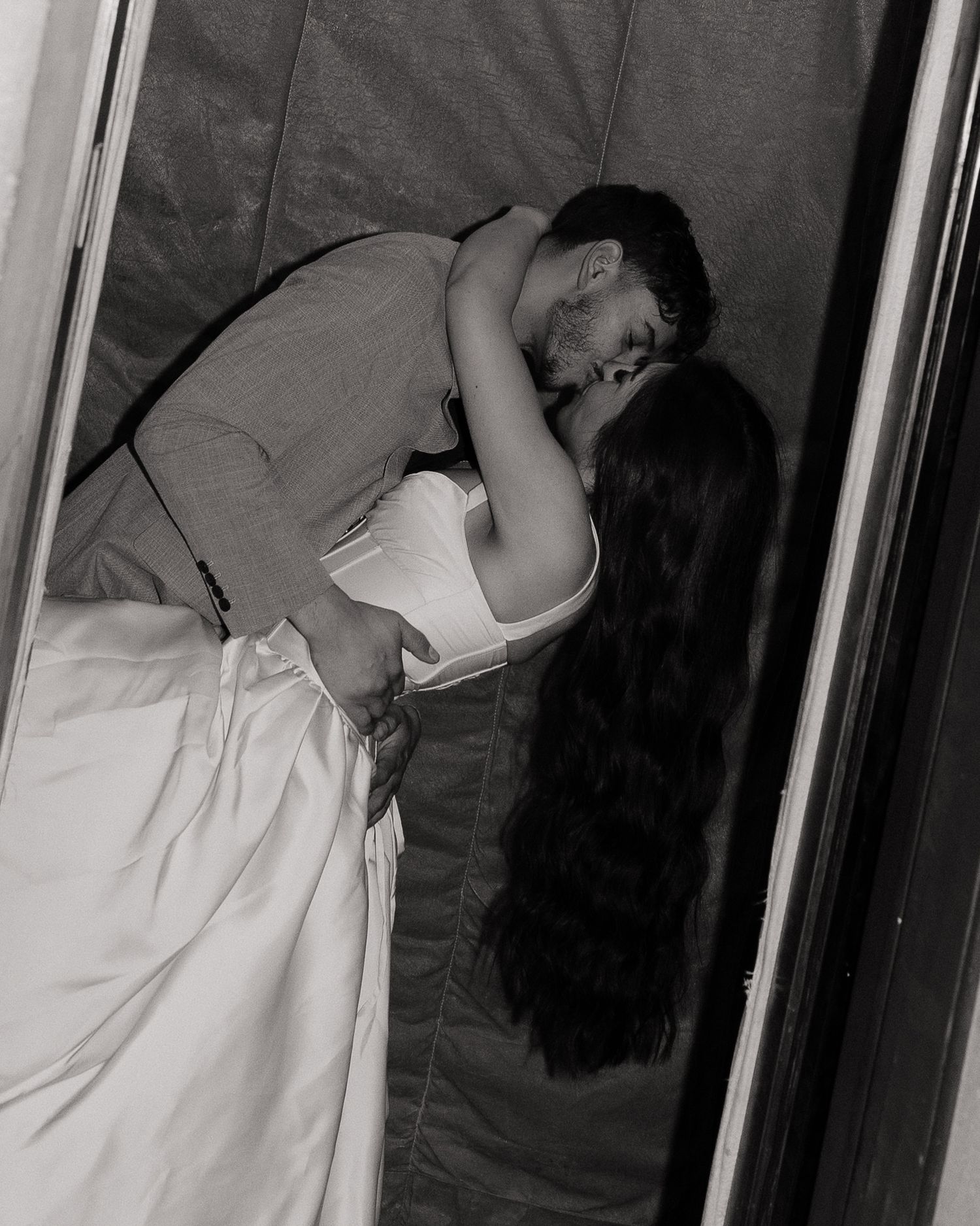 Artistic flash engagement session focused on movement