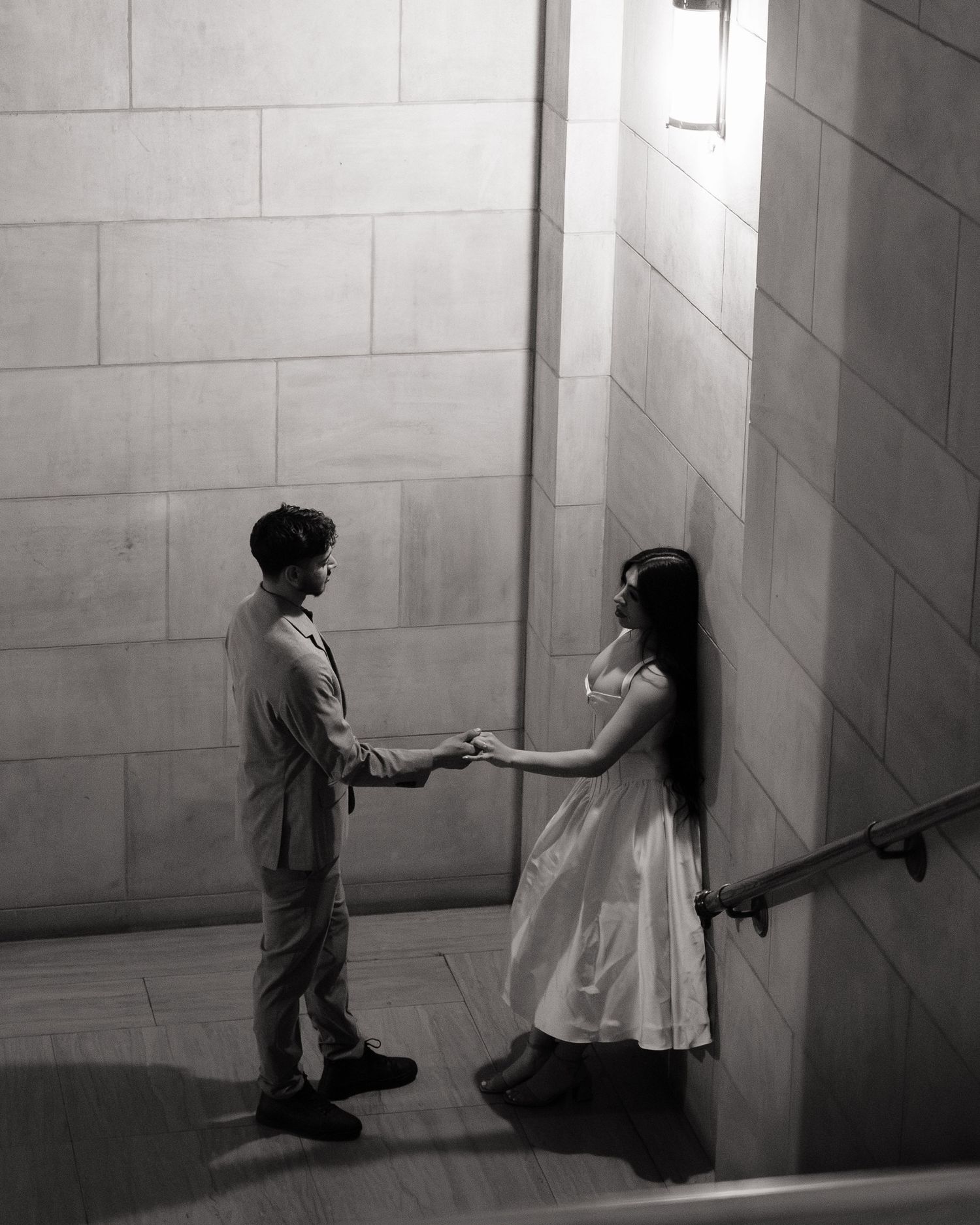 Editorial-style couple portrait with clean composition