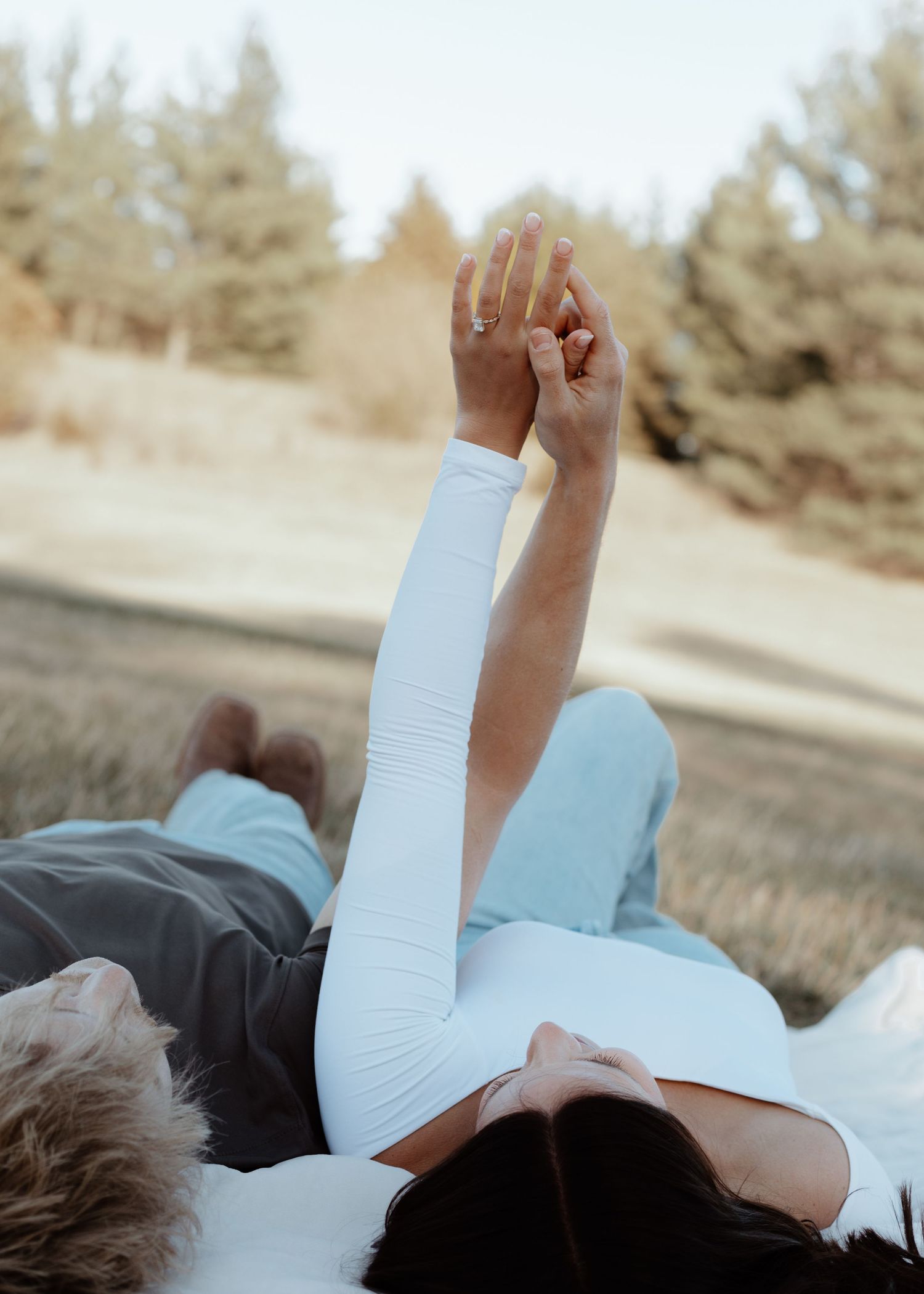 candid couples engagement session outdoor