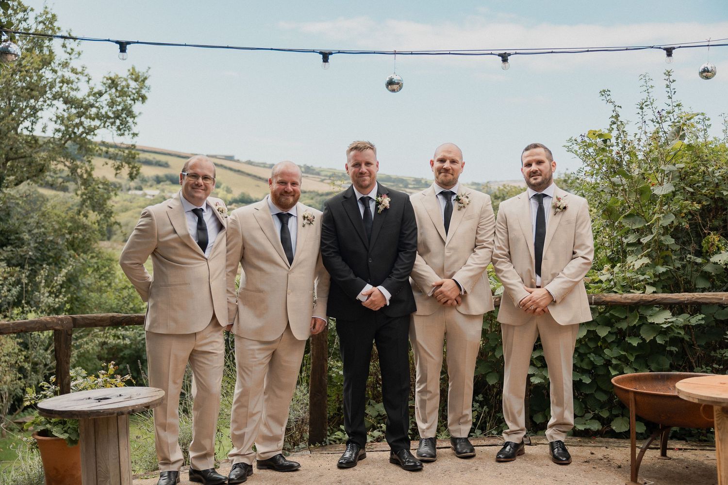 Groom and Groomsmen in South Devon countryside in Loddiswell