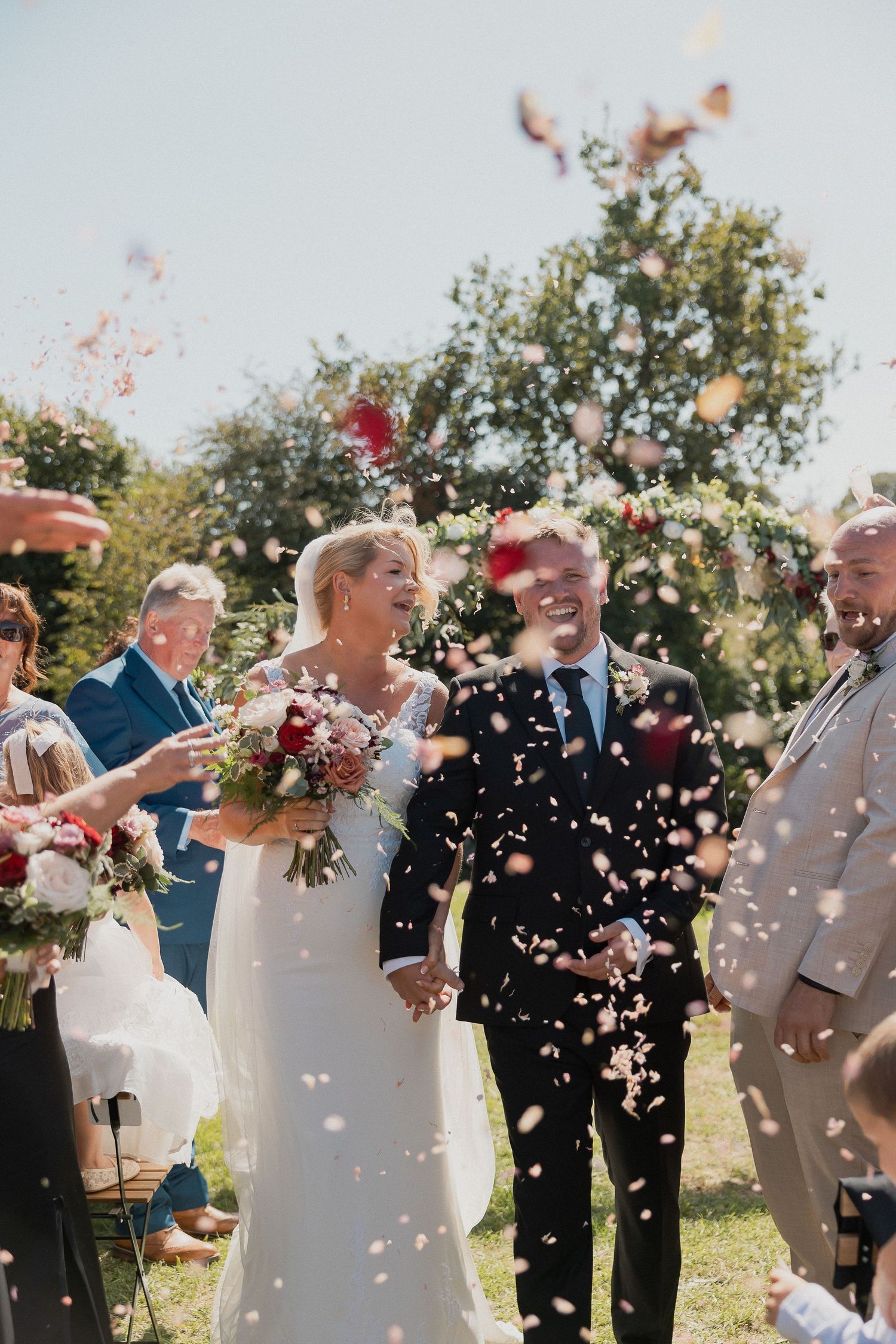 Confetti throw including Bride and Groom, South Devon