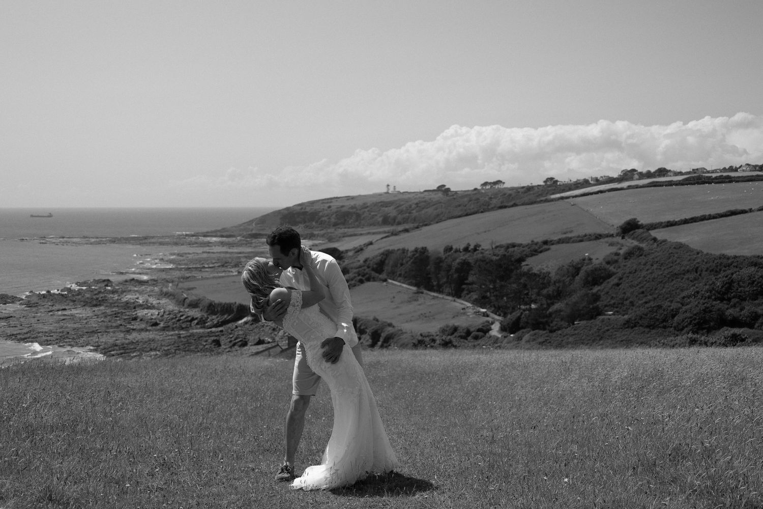 Beautiful wedding on the cliff tops of Wembury Beach on the South Devon coast