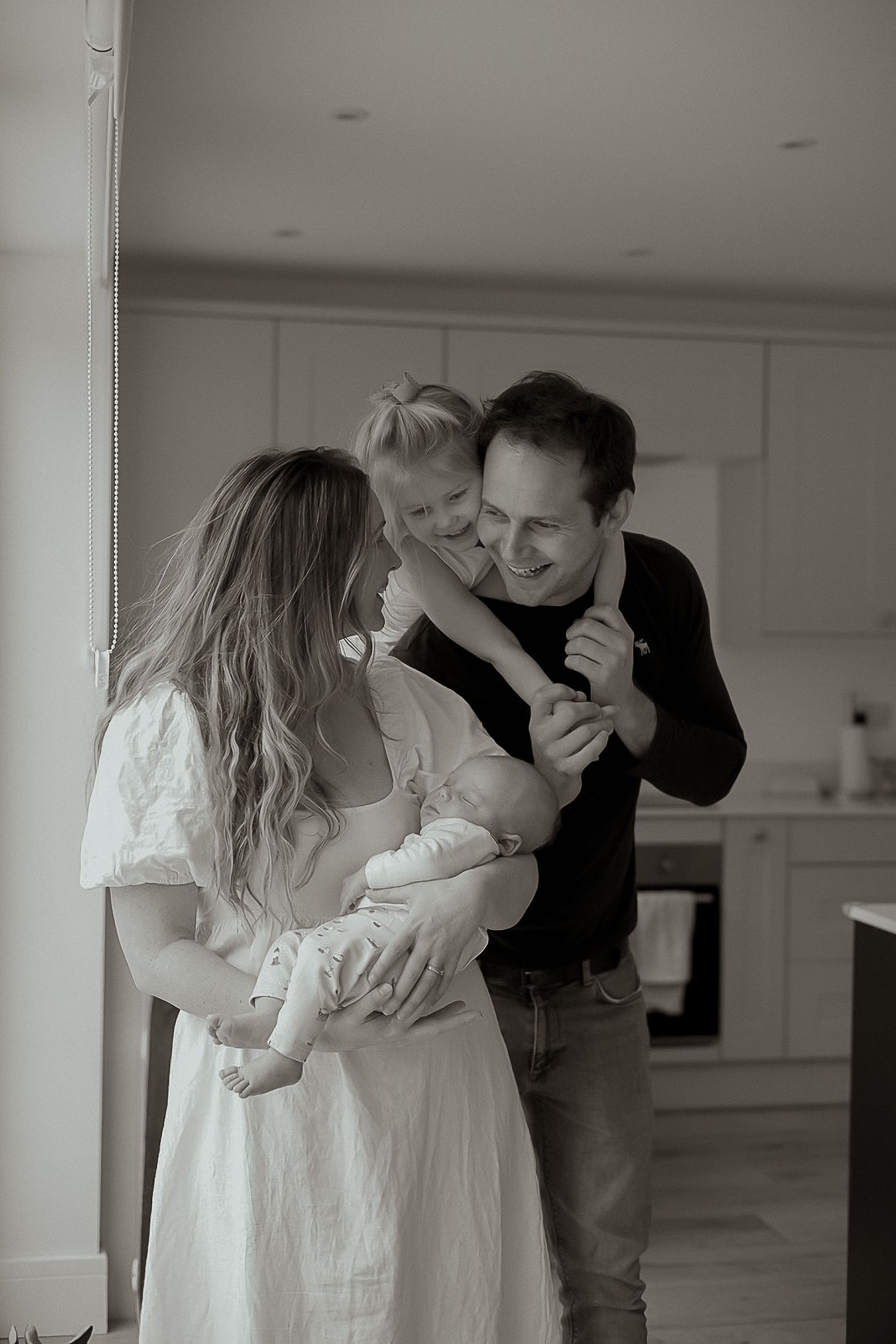 Family portrait during an at home documentary Newborn session in Salcombe