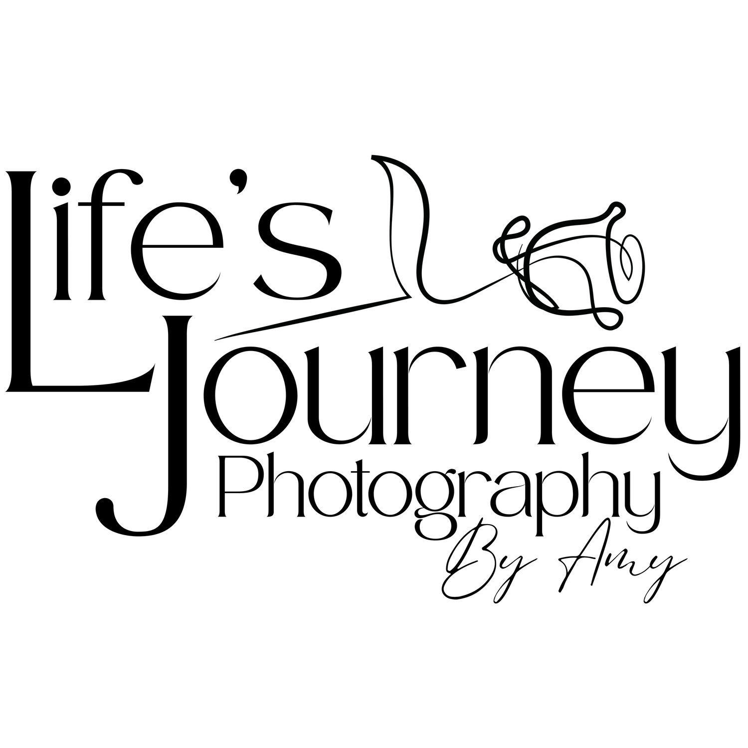Stylized text logo design in black with decorative flourishes.