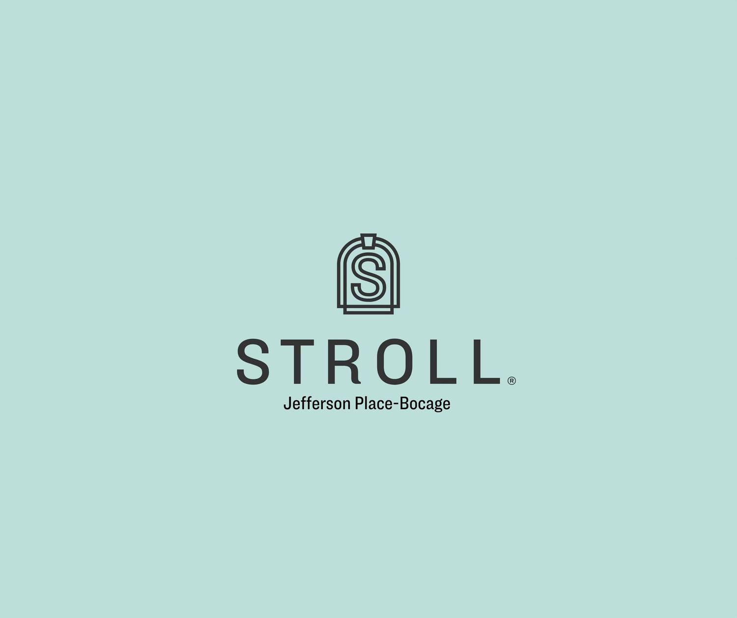 Elegant logo design for Stroll Jefferson Place Bocage—refined, timeless, and crafted to connect with the community and high-end lifestyle.