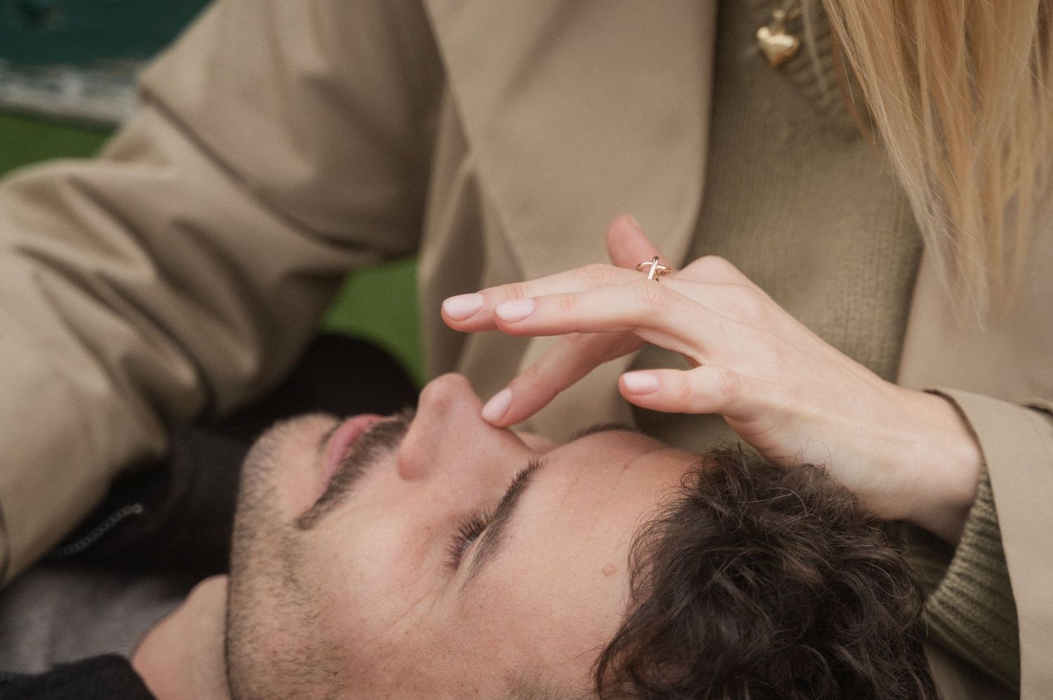 A series of photos showing a person receiving a facial massage and skincare treatment at a spa.