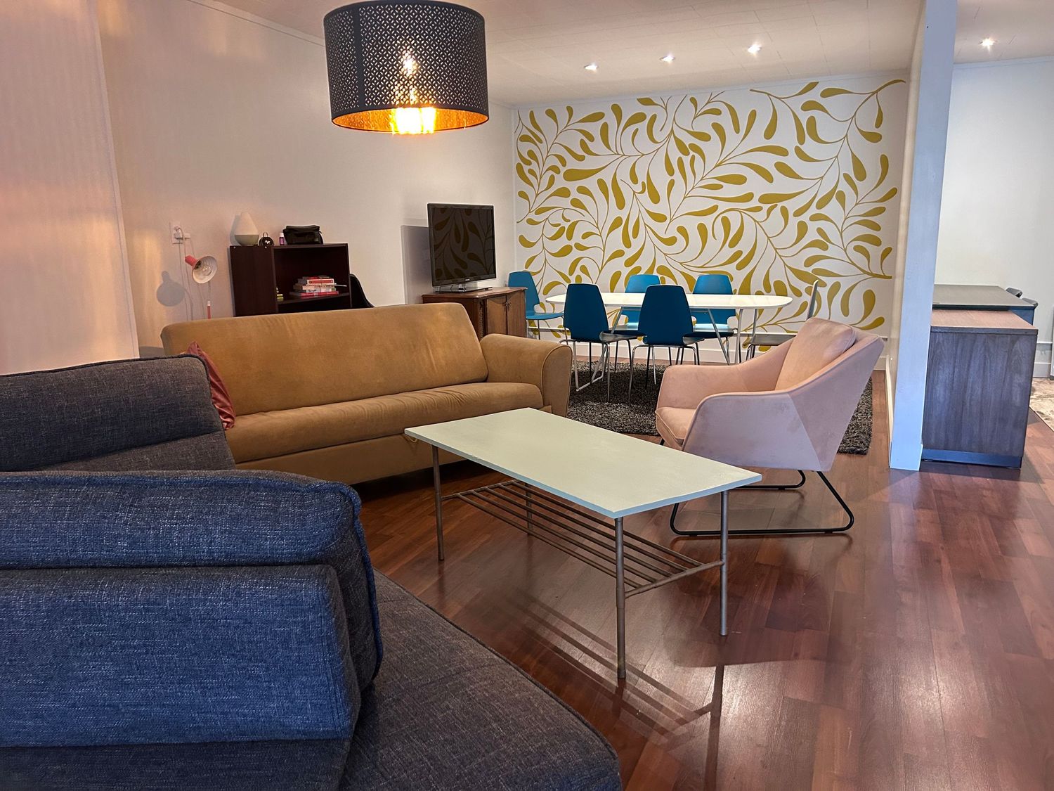 A view of a beautifully designed creative work space.