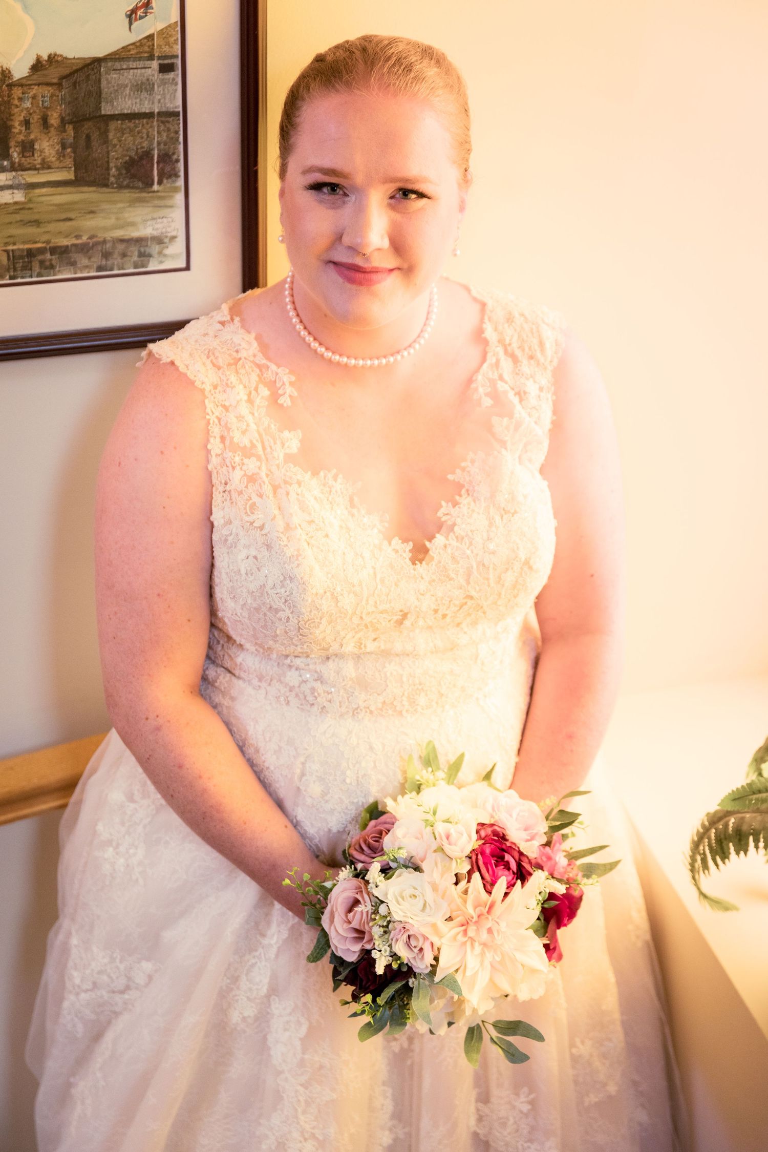 The Beautiful Bride to be about to walk down the aisle holding her bouquet a the Ottawa Wedding Chapel | Tim Gowling Photography