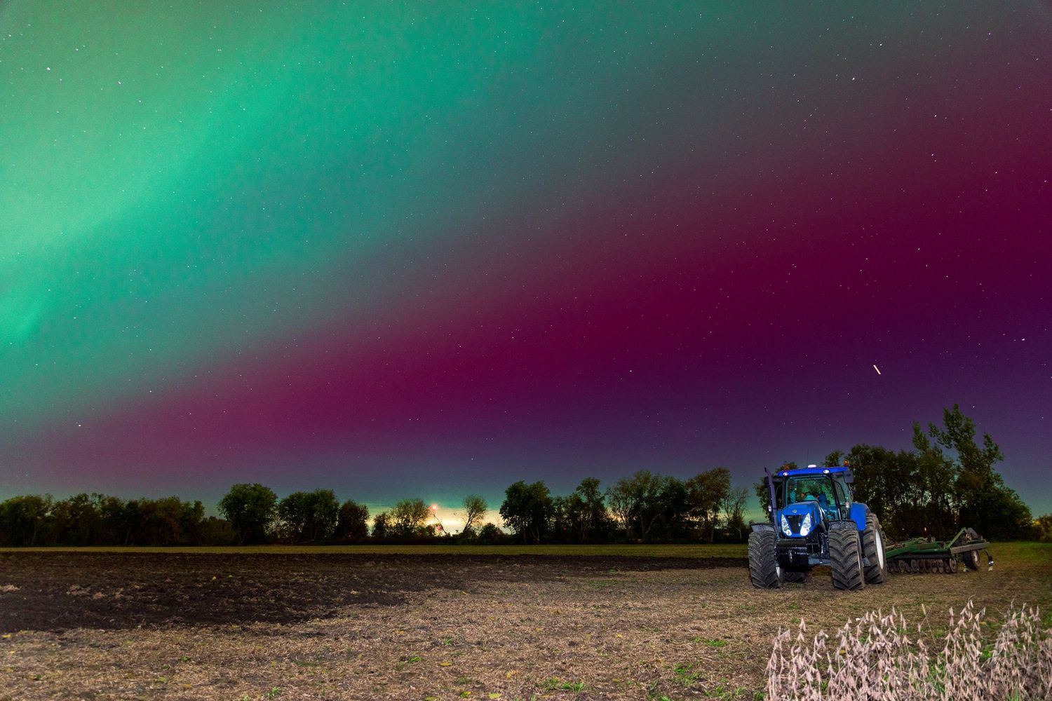 Tractor underneath the Aurora Borealis / Northern Lights October 10th 2024 Eastern Ontario | Tim Gowling Photography