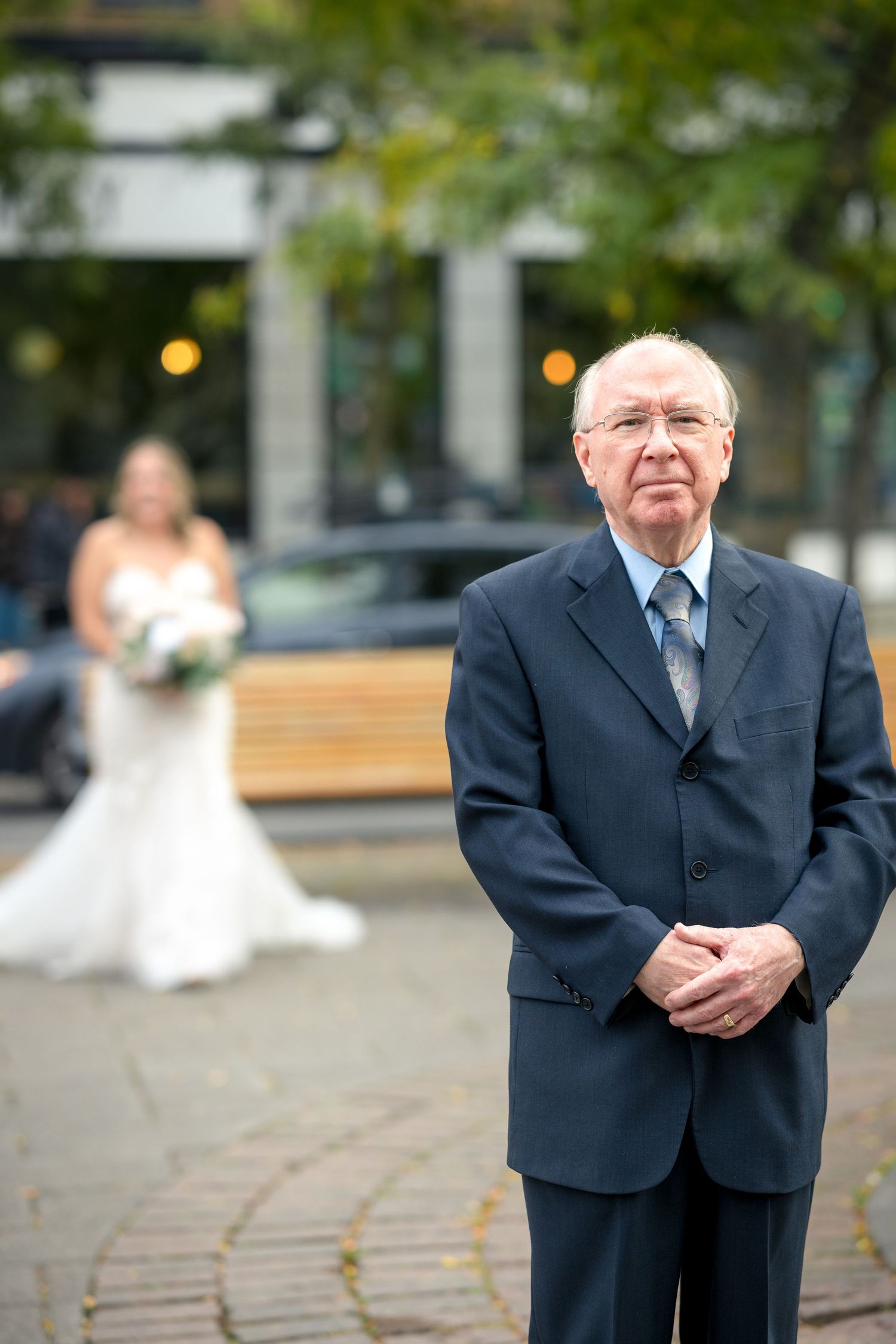 The first look on a wedding day between the Father of the Bride & the Bride. Ottawa Wedding Photographer near me