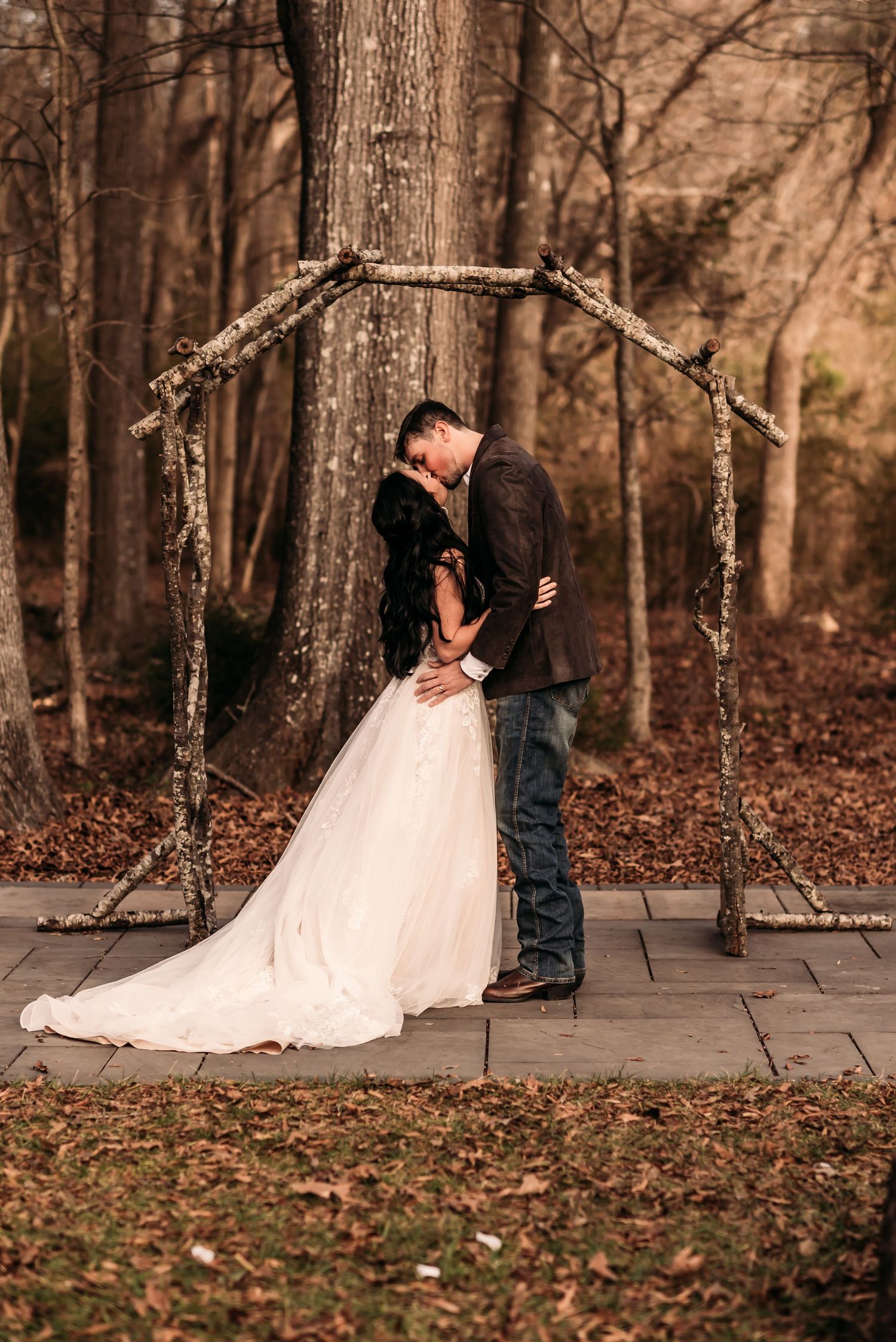 Husband and wife share first kiss as married couple in Charlotte, NC.