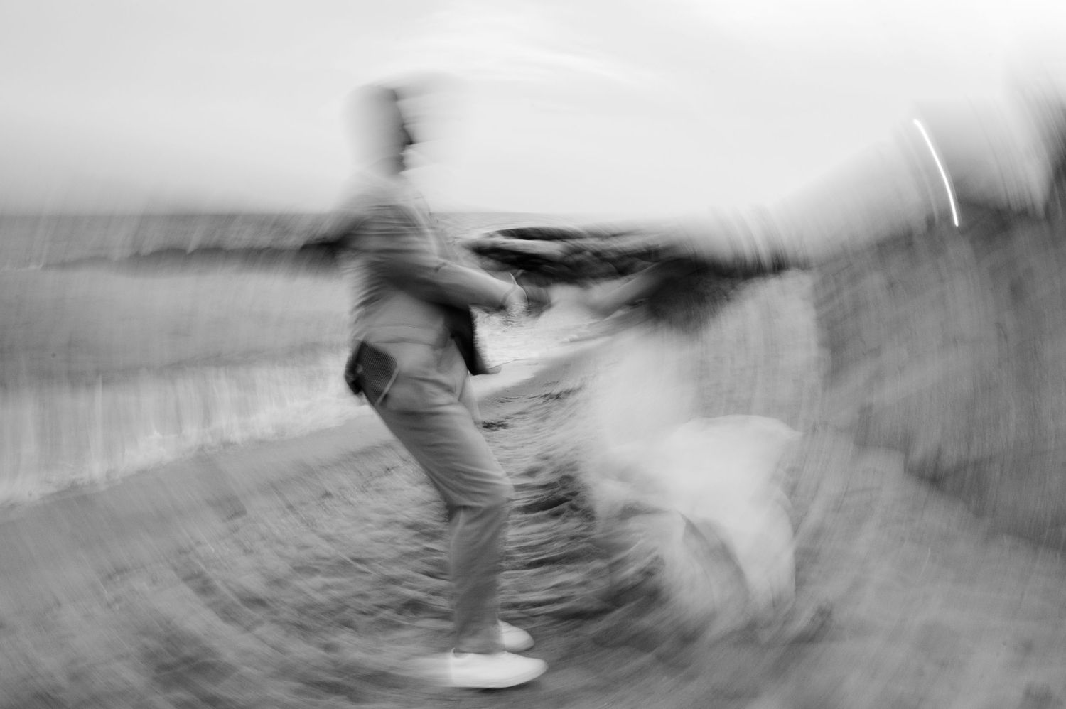 Abstract motion blur photography in black and white creating artistic effect.